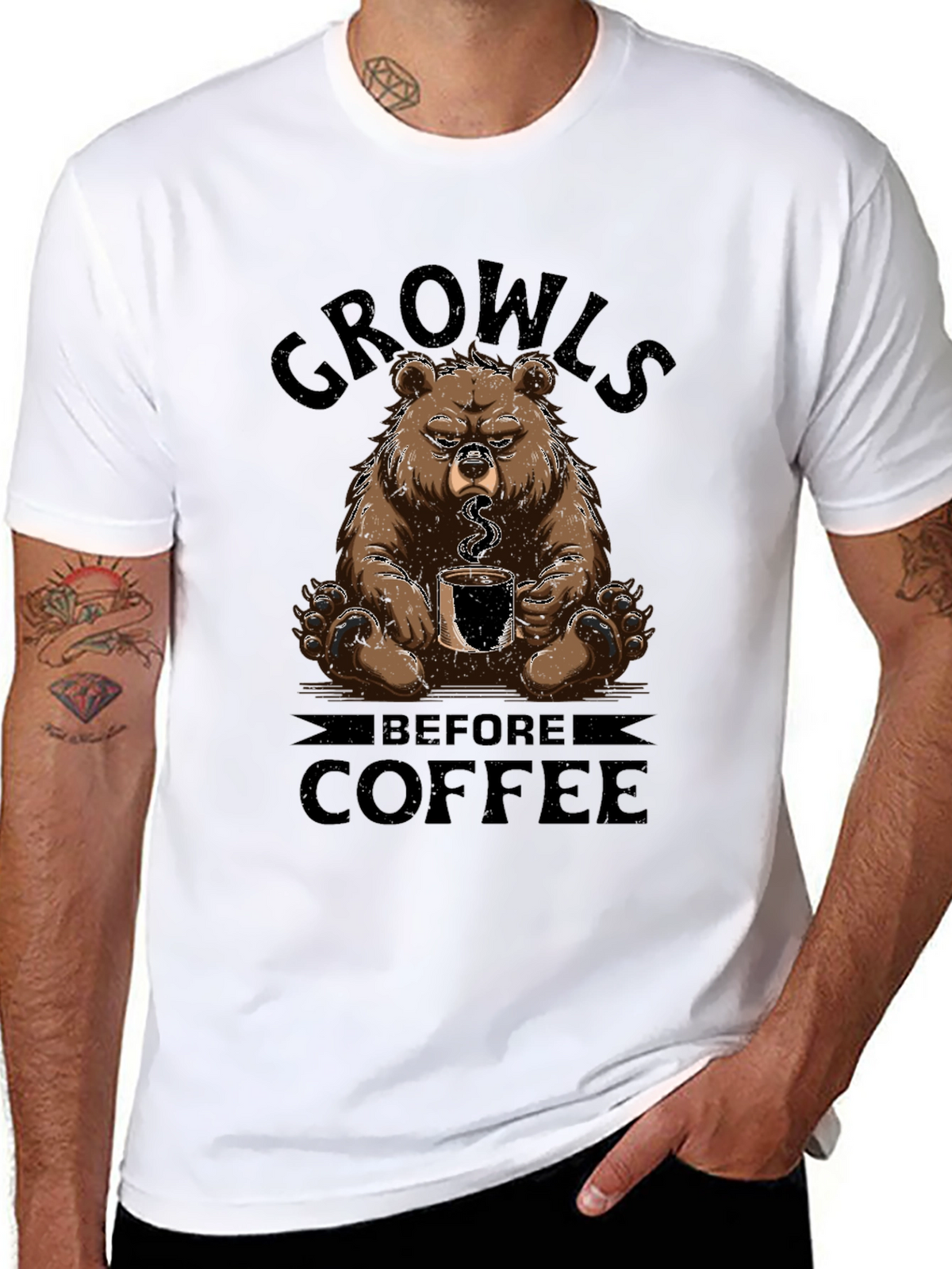 Growls Before Coffee Bear T-Shirt