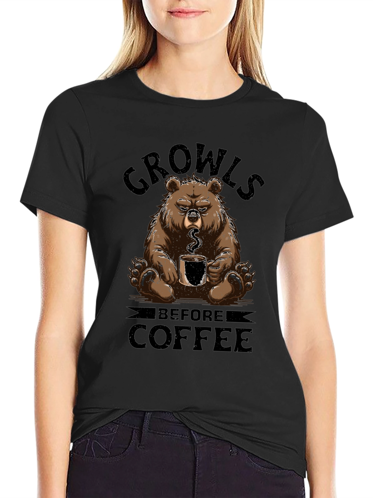 Growls Before Coffee Bear T-Shirt