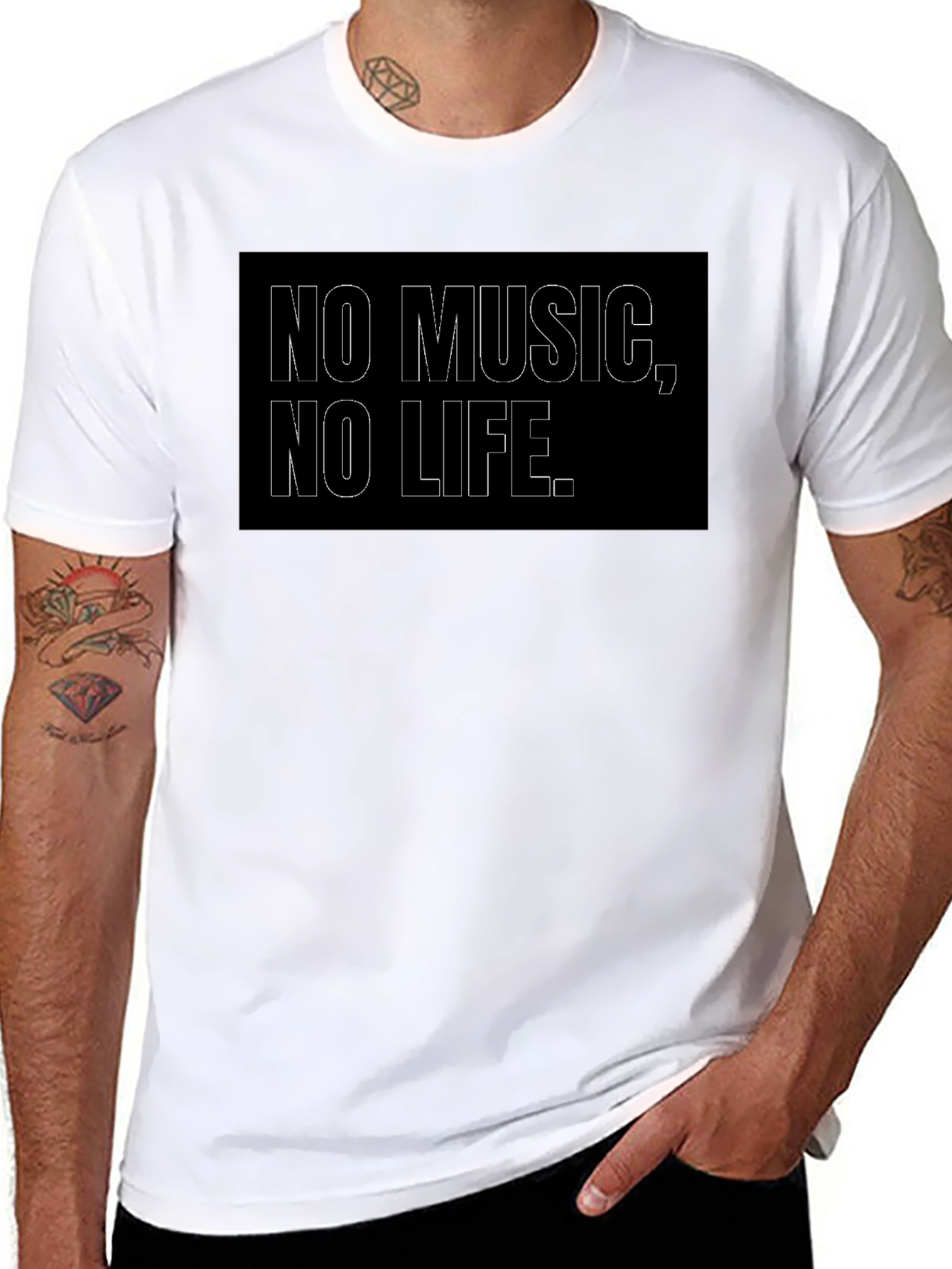 No Music No Life T-Shirt - Black Graphic Tee