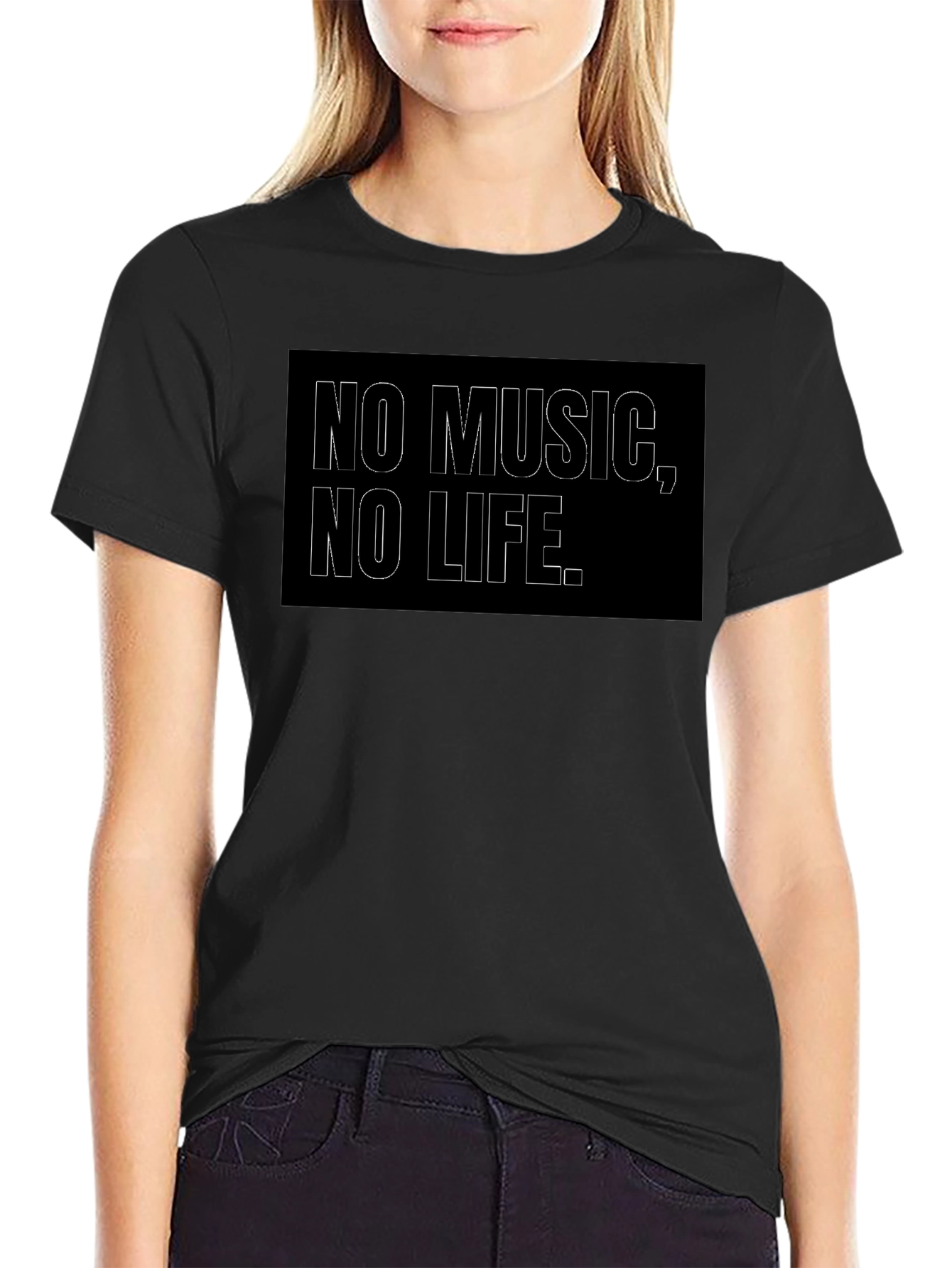 No Music No Life T-Shirt - Black Graphic Tee