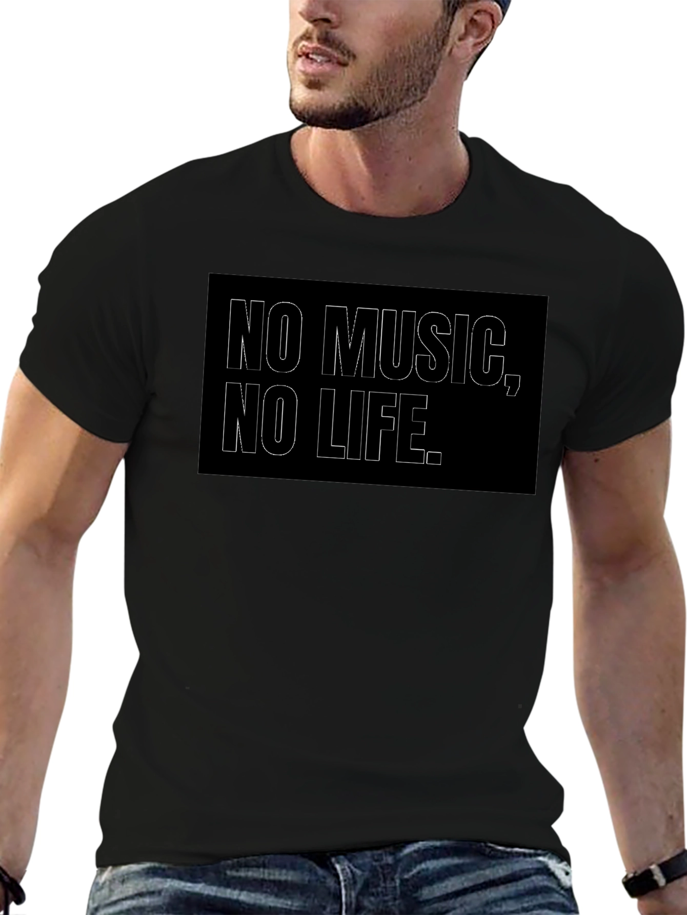 No Music No Life T-Shirt - Black Graphic Tee