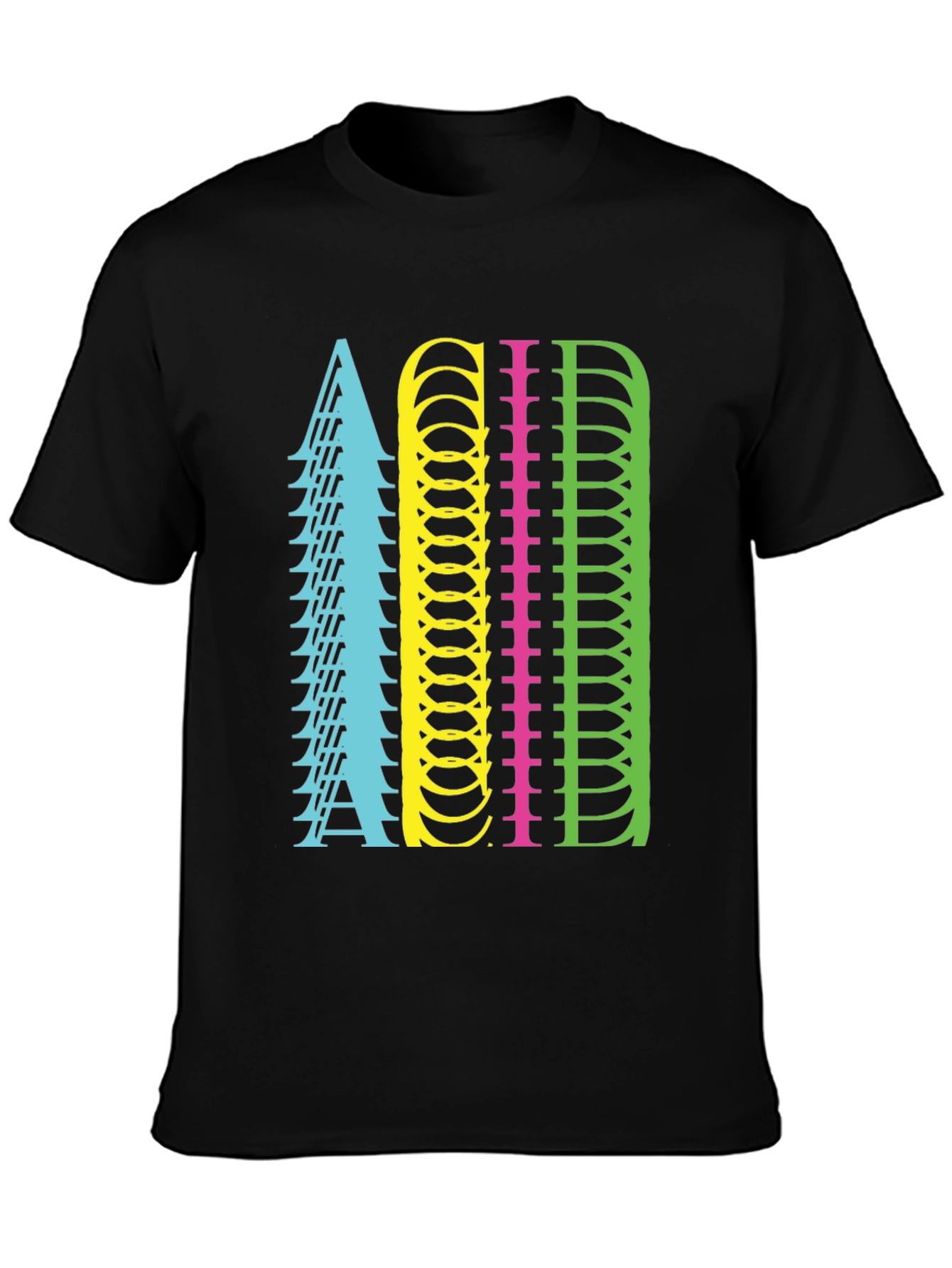 Retro ACID Letter Graphic Black T-Shirt