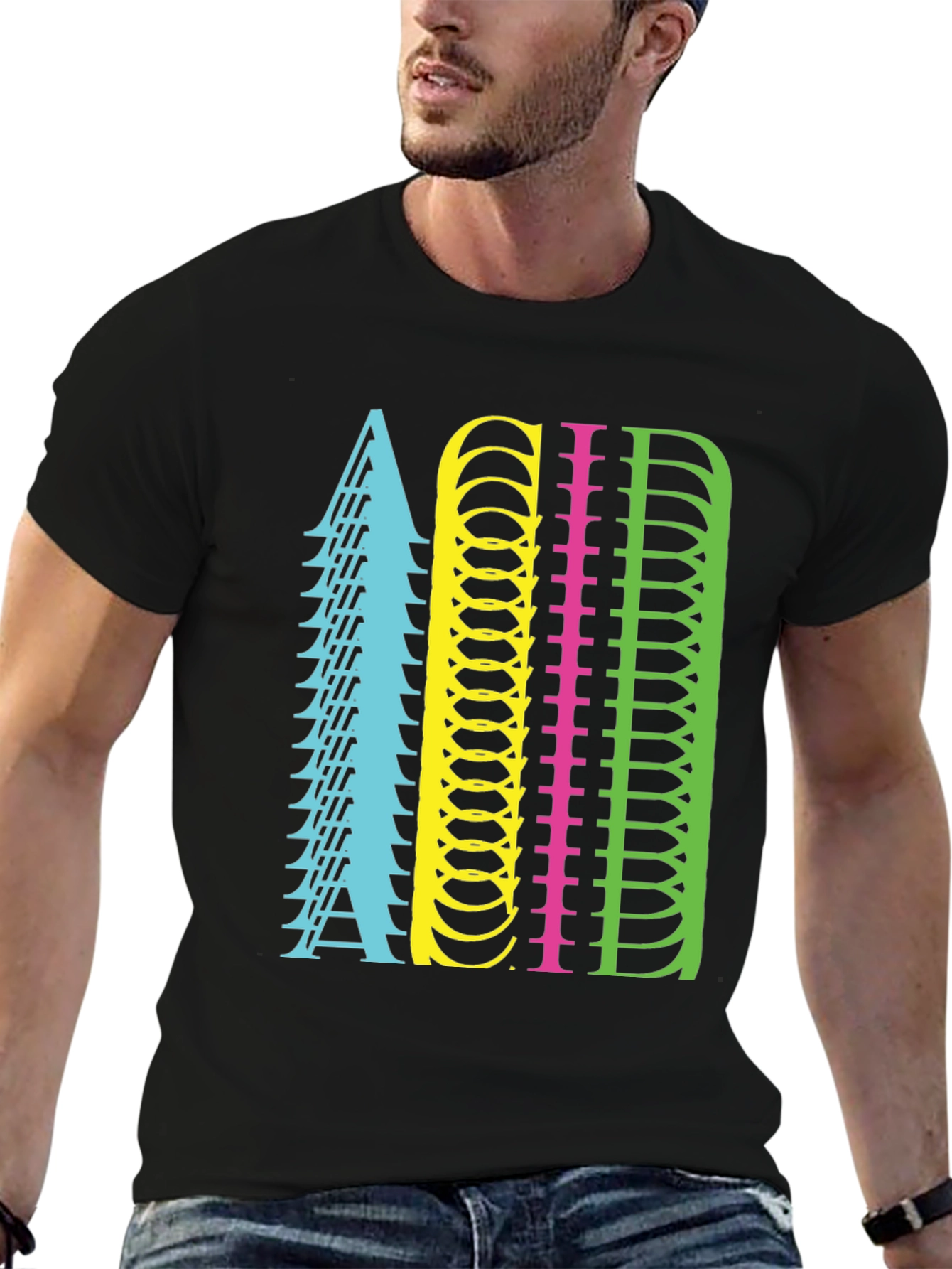 Retro ACID Letter Graphic Black T-Shirt