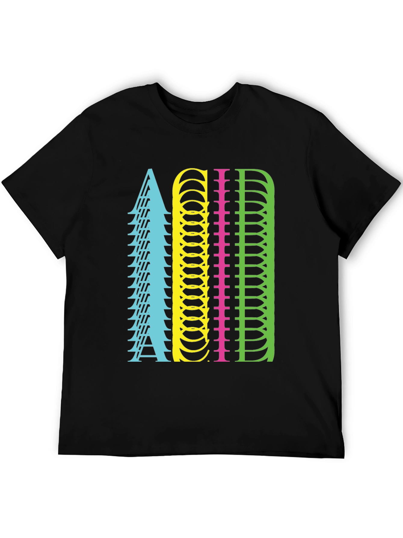 Retro ACID Letter Graphic Black T-Shirt