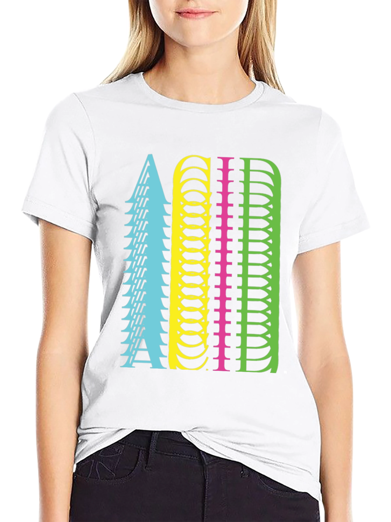 Retro ACID Letter Graphic Black T-Shirt