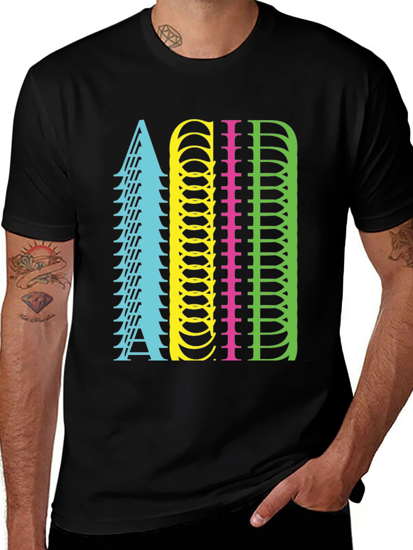 Retro ACID Letter Graphic Black T-Shirt