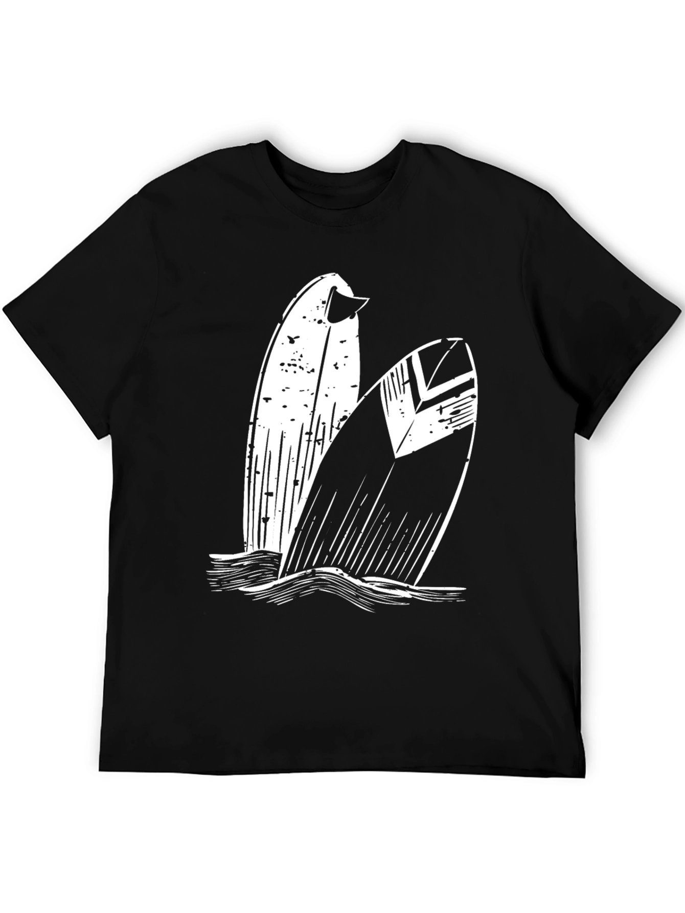 Surfboard Graphic Tee - Black Cotton T-Shirt