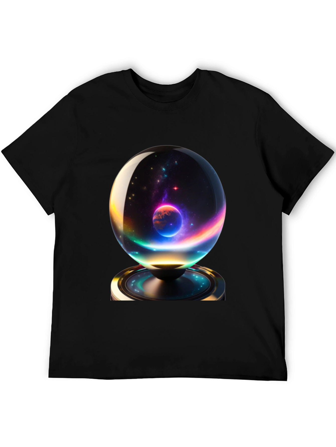 Cosmic Orb Graphic Tee - Black Cotton Blend