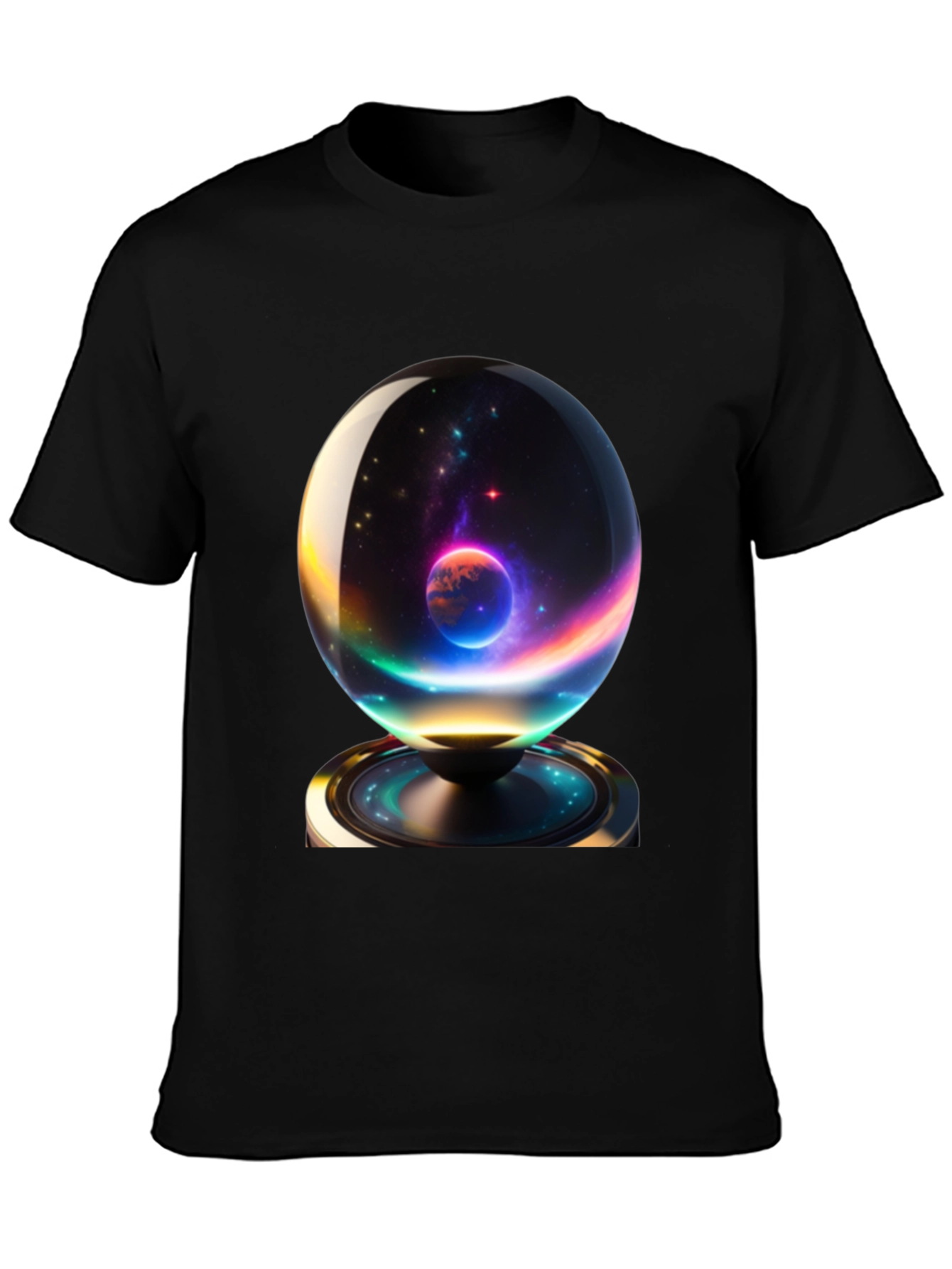 Cosmic Orb Graphic Tee - Black Cotton Blend