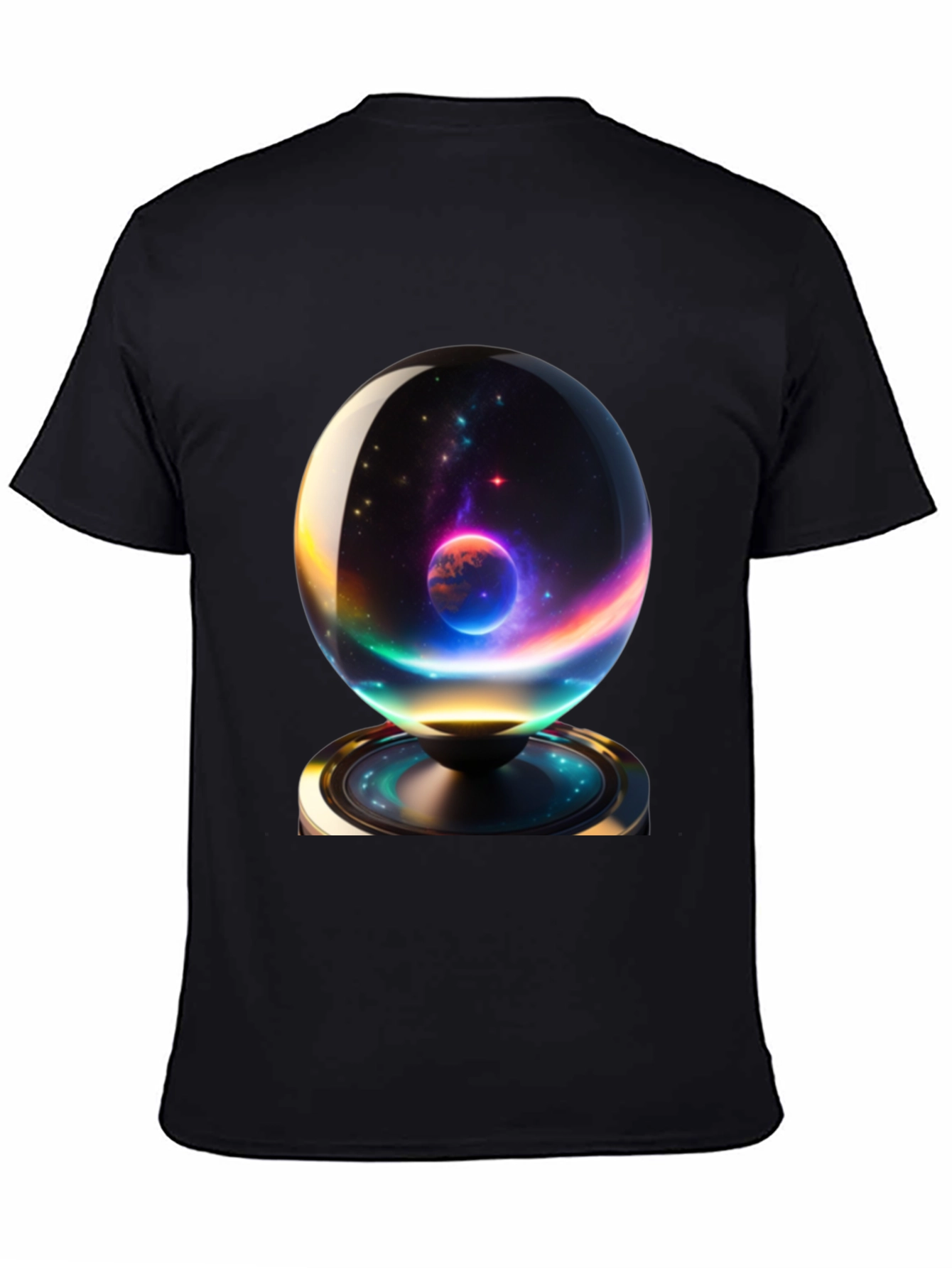 Cosmic Orb Graphic Tee - Black Cotton Blend
