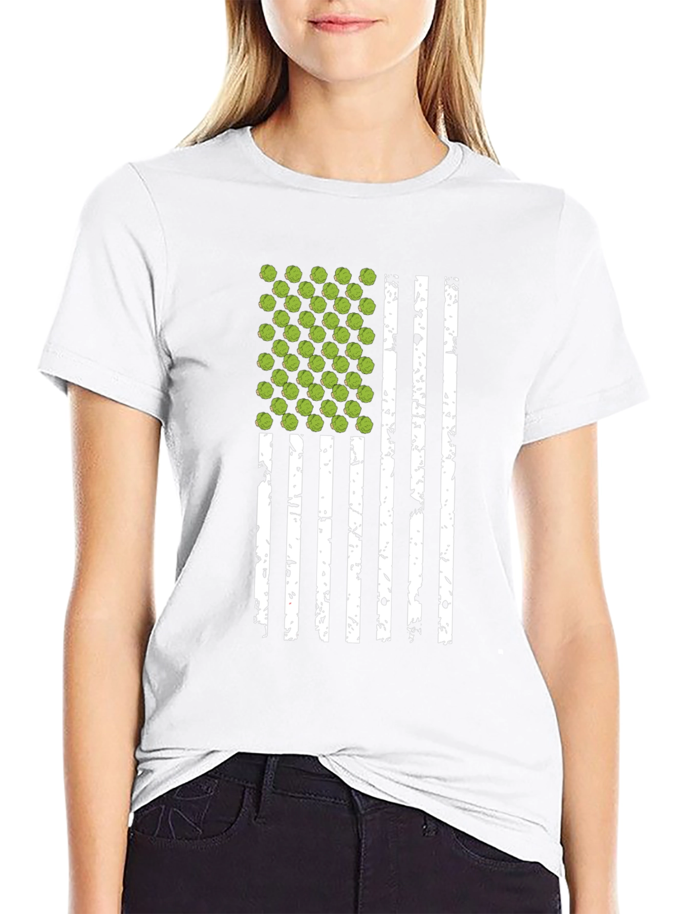 Brussels Sprouts USA Flag Black T-Shirt