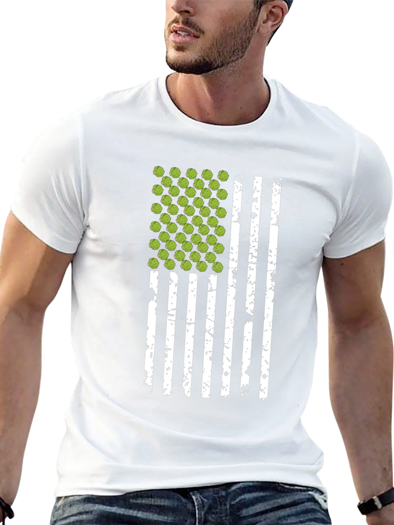 Brussels Sprouts USA Flag Black T-Shirt