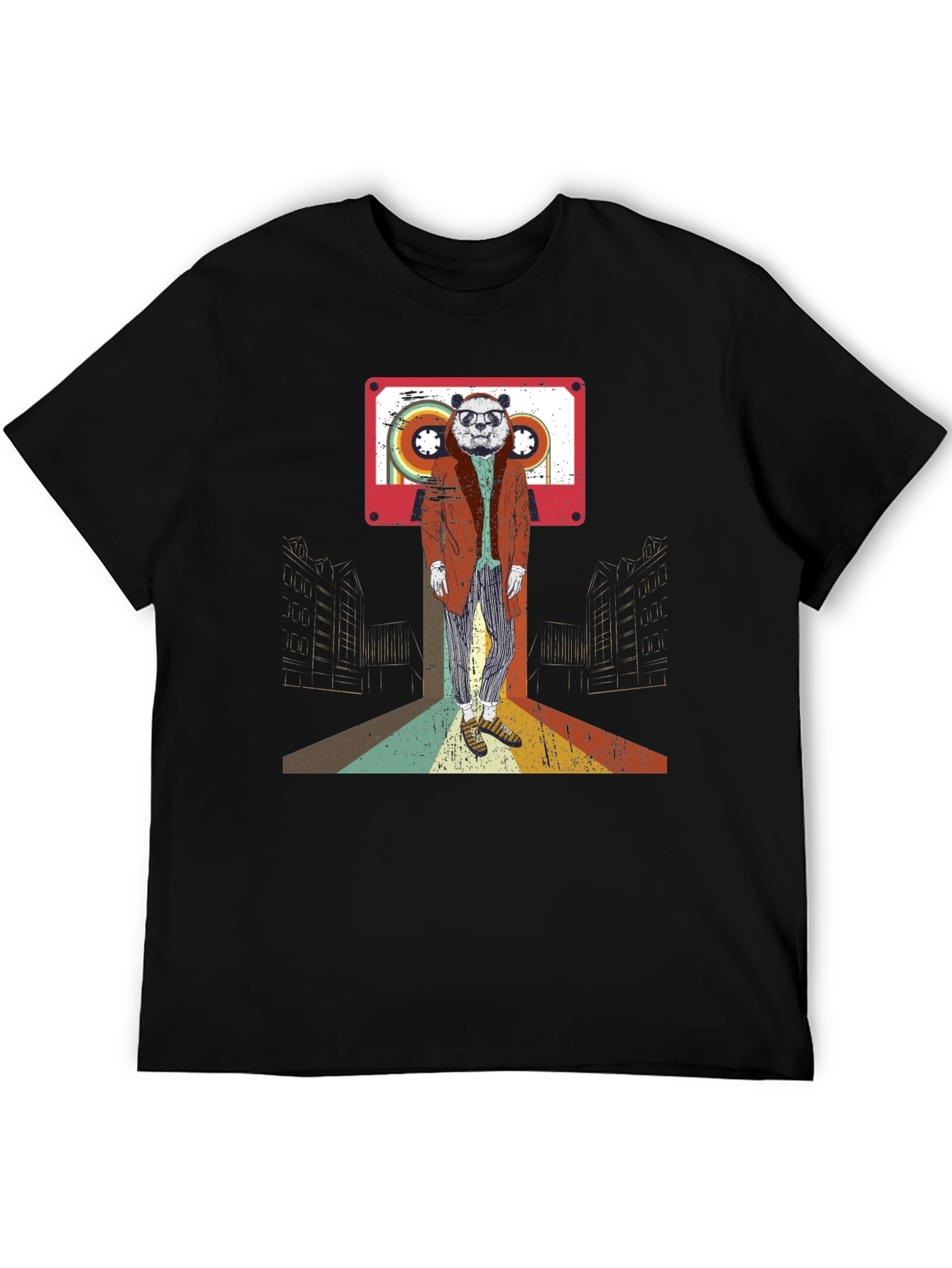 Retro Panda Cassette Tape Graphic T-Shirt