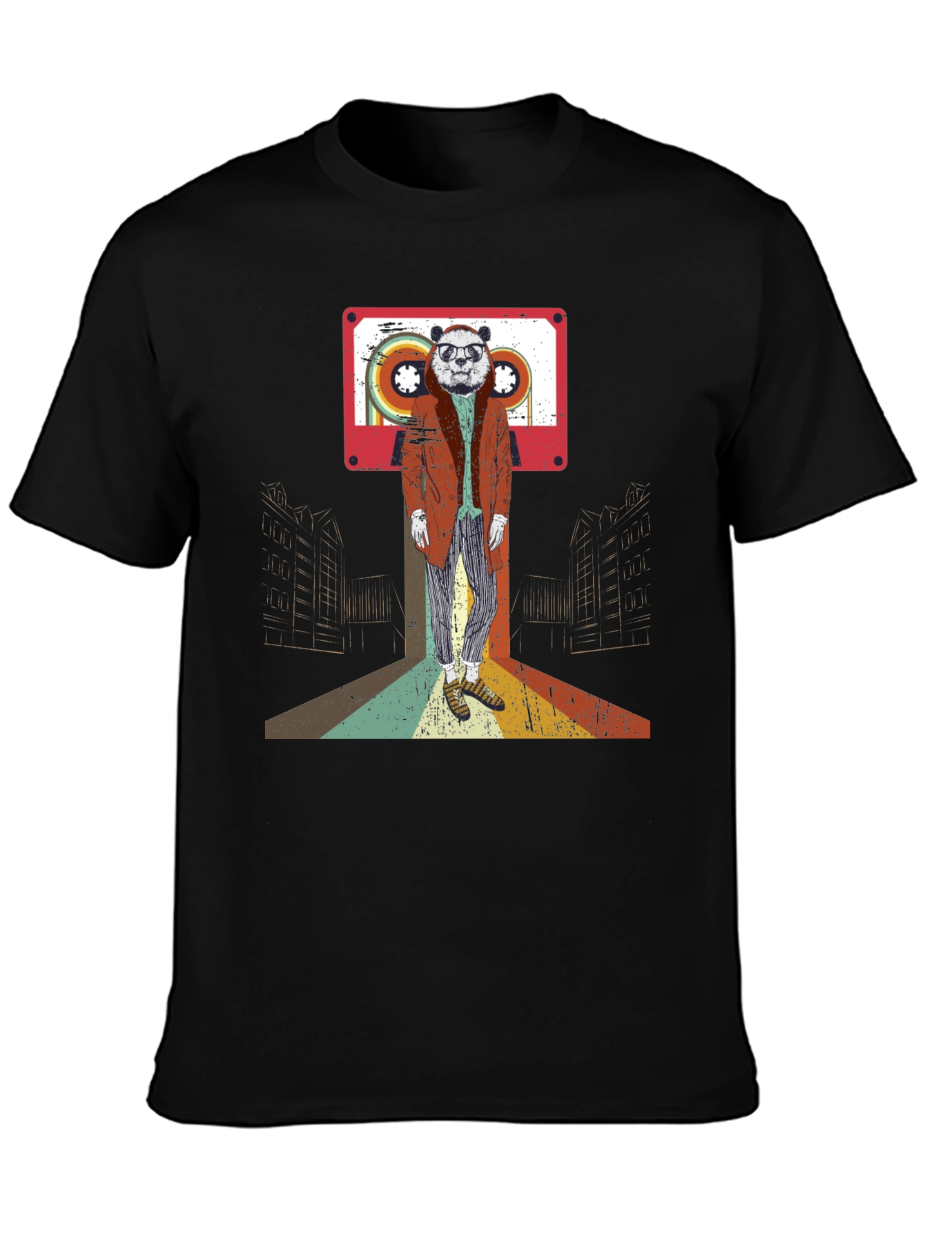 Retro Panda Cassette Tape Graphic T-Shirt