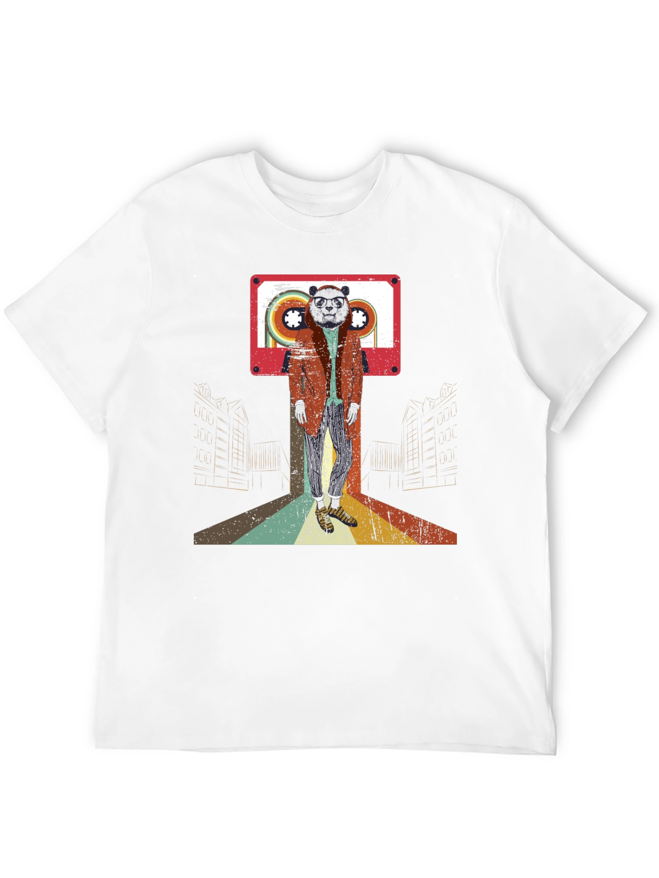 Retro Panda Cassette Tape Graphic T-Shirt