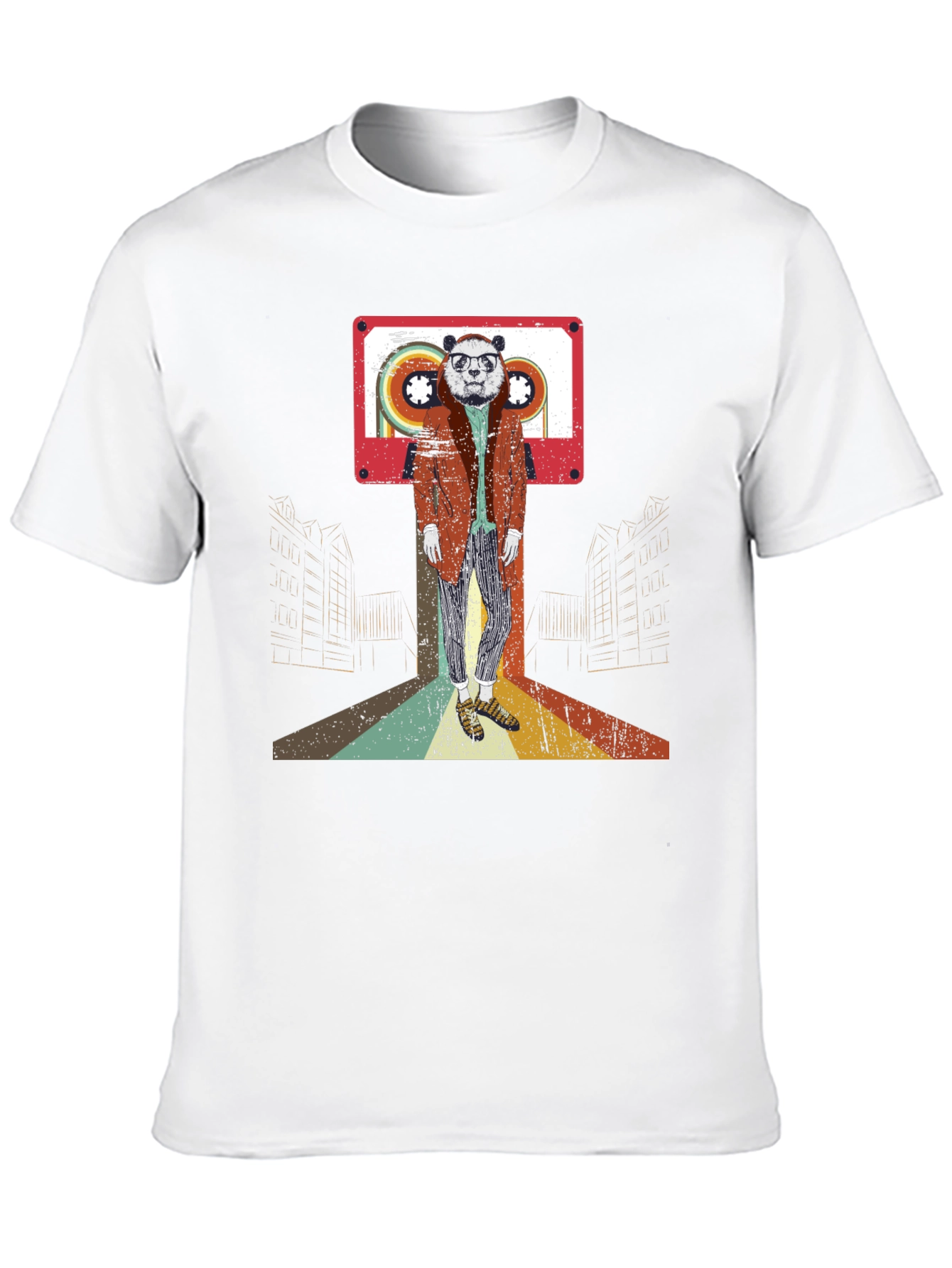 Retro Panda Cassette Tape Graphic T-Shirt