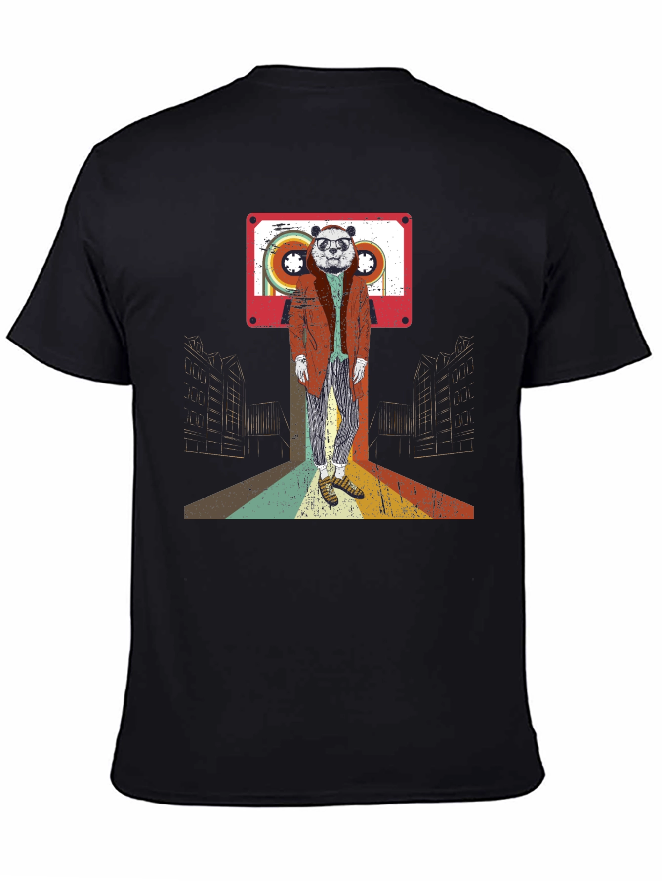 Retro Panda Cassette Tape Graphic T-Shirt