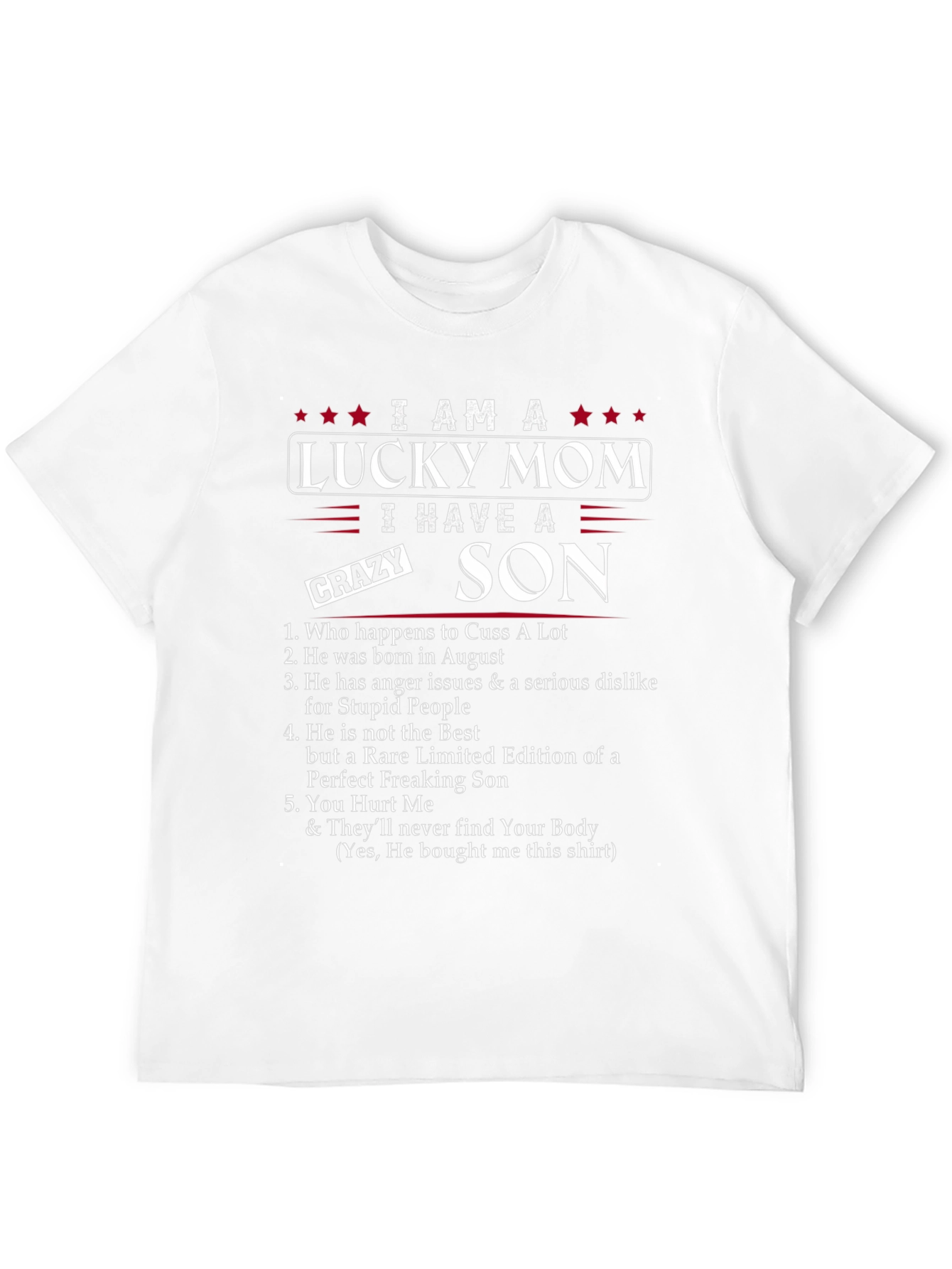 Lucky Mom Crazy Son Graphic Tee - August Birthday