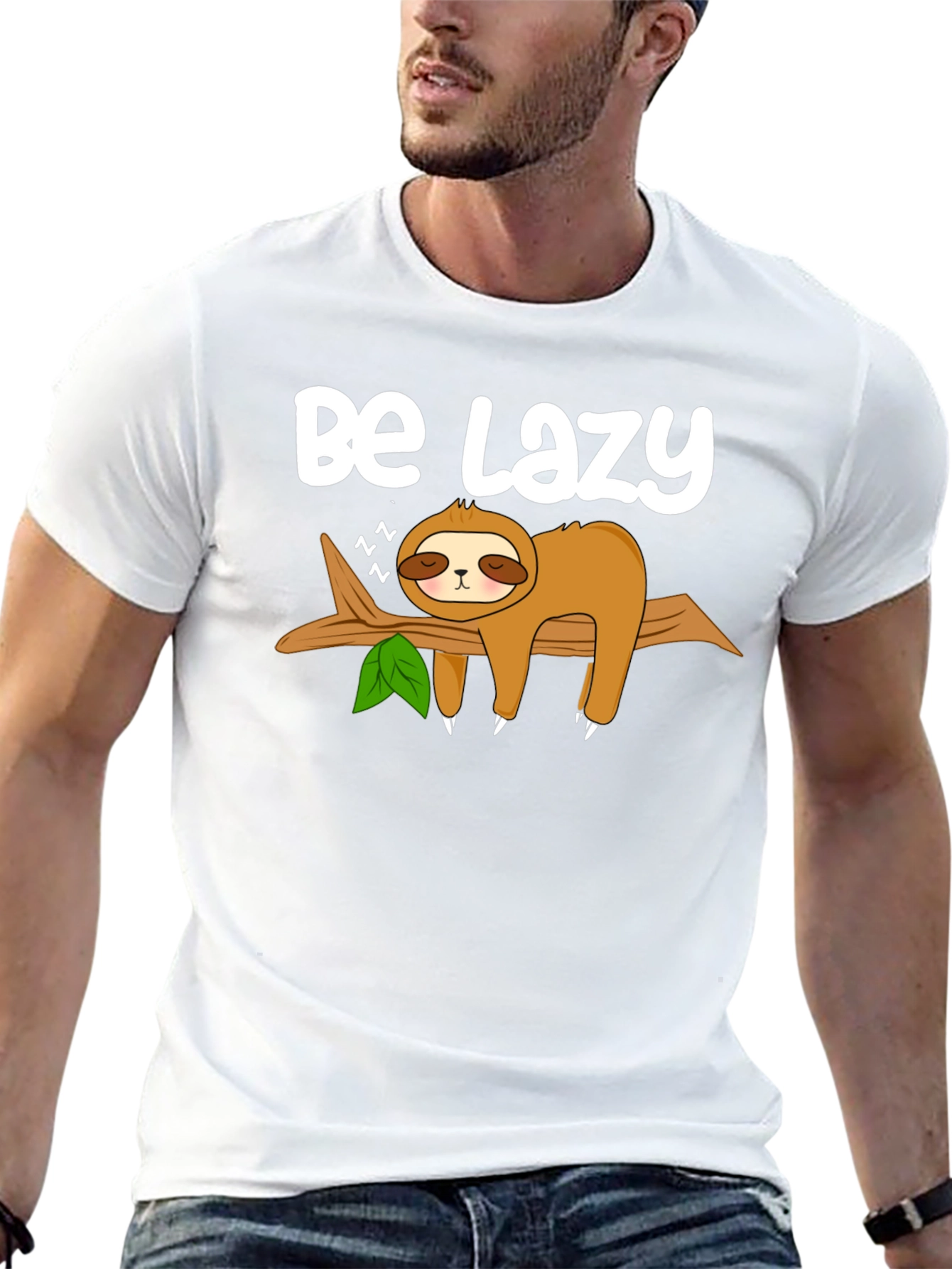 Be Lazy Sloth Graphic Tee - Relaxed Style