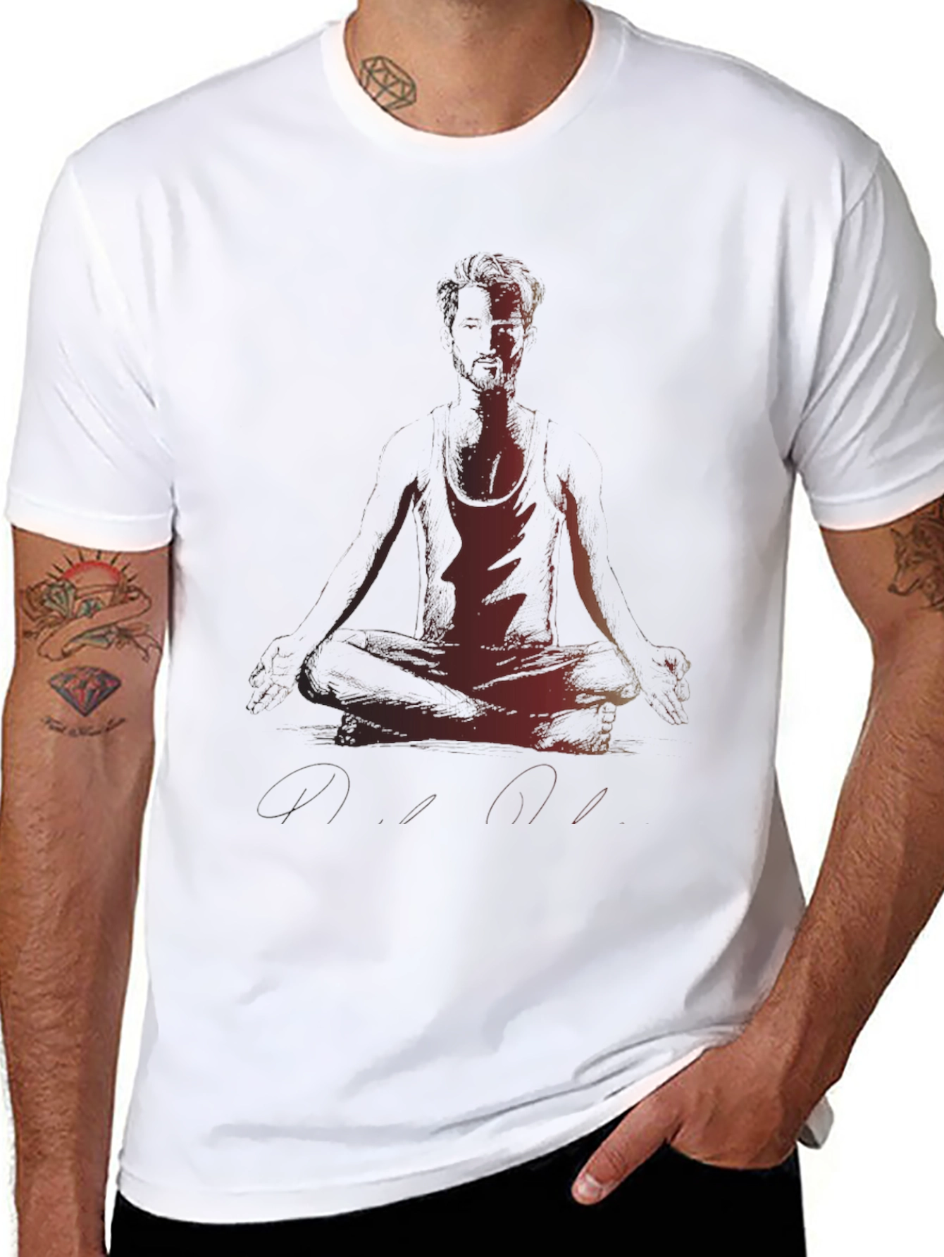 Meditating Man Graphic Black T-Shirt