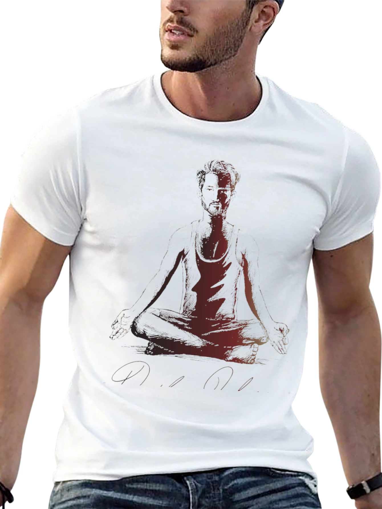 Meditating Man Graphic Black T-Shirt