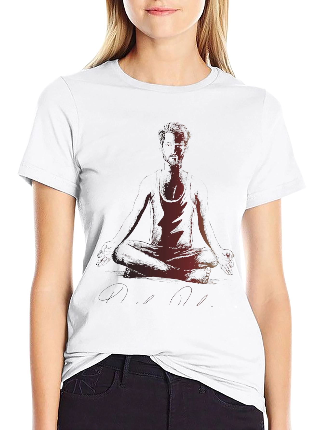 Meditating Man Graphic Black T-Shirt