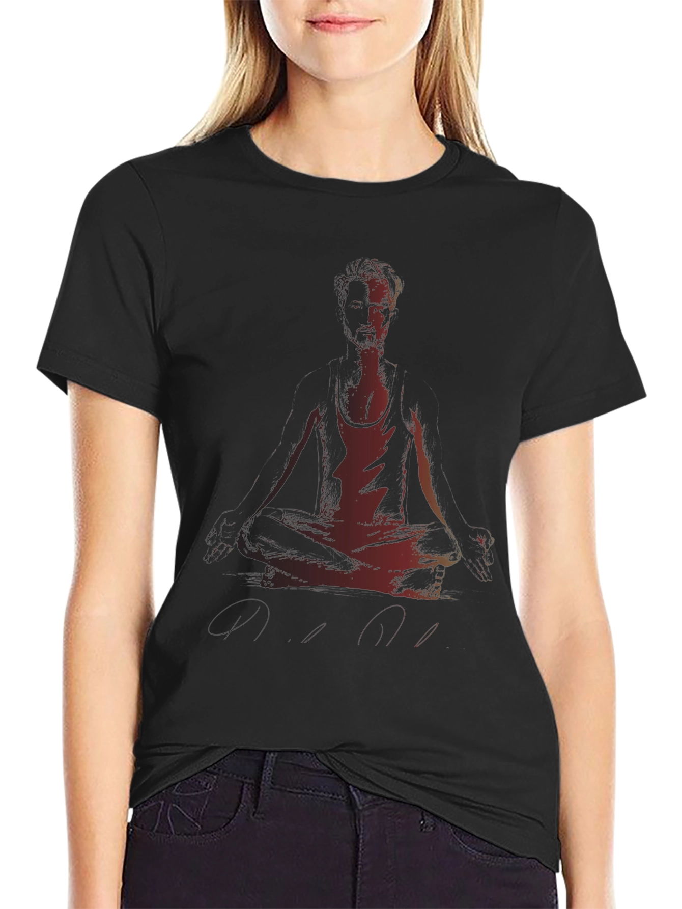Meditating Man Graphic Black T-Shirt