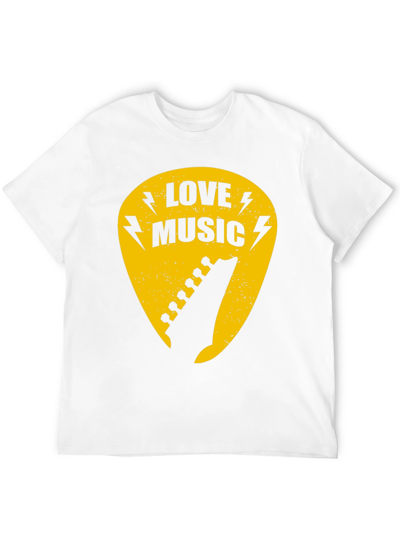 Love Music Black Graphic T-Shirt - Guitar Pick Design