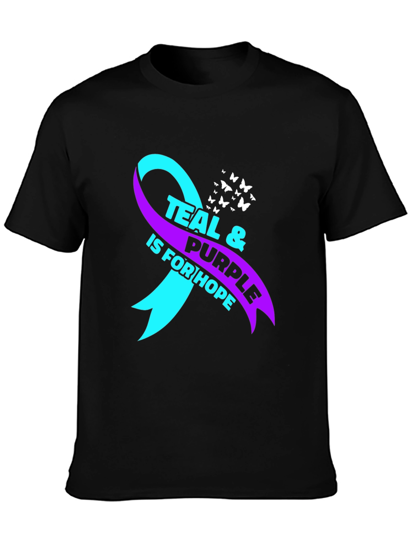 Teal & Purple Ribbon Hope Awareness T-Shirt
