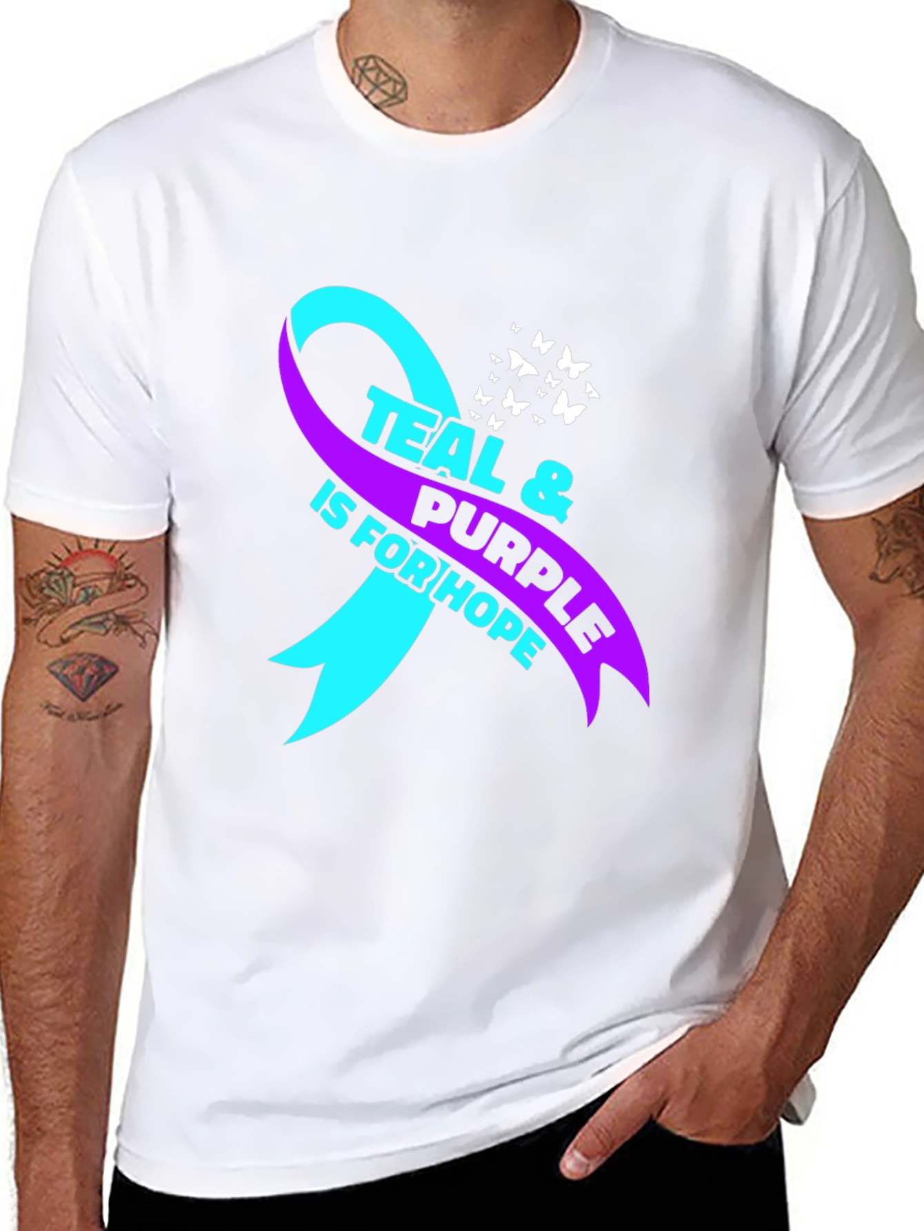 Teal & Purple Ribbon Hope Awareness T-Shirt