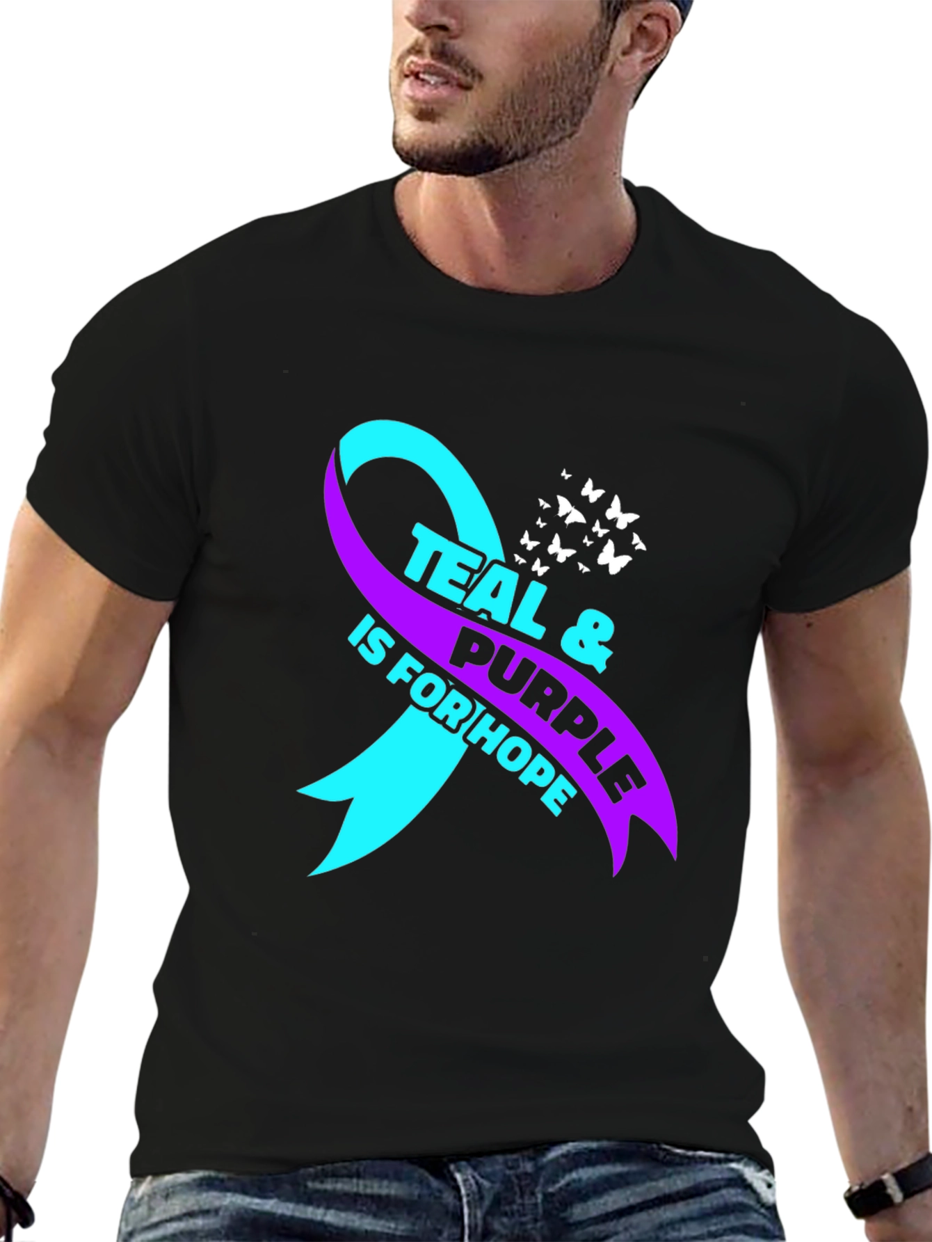Teal & Purple Ribbon Hope Awareness T-Shirt