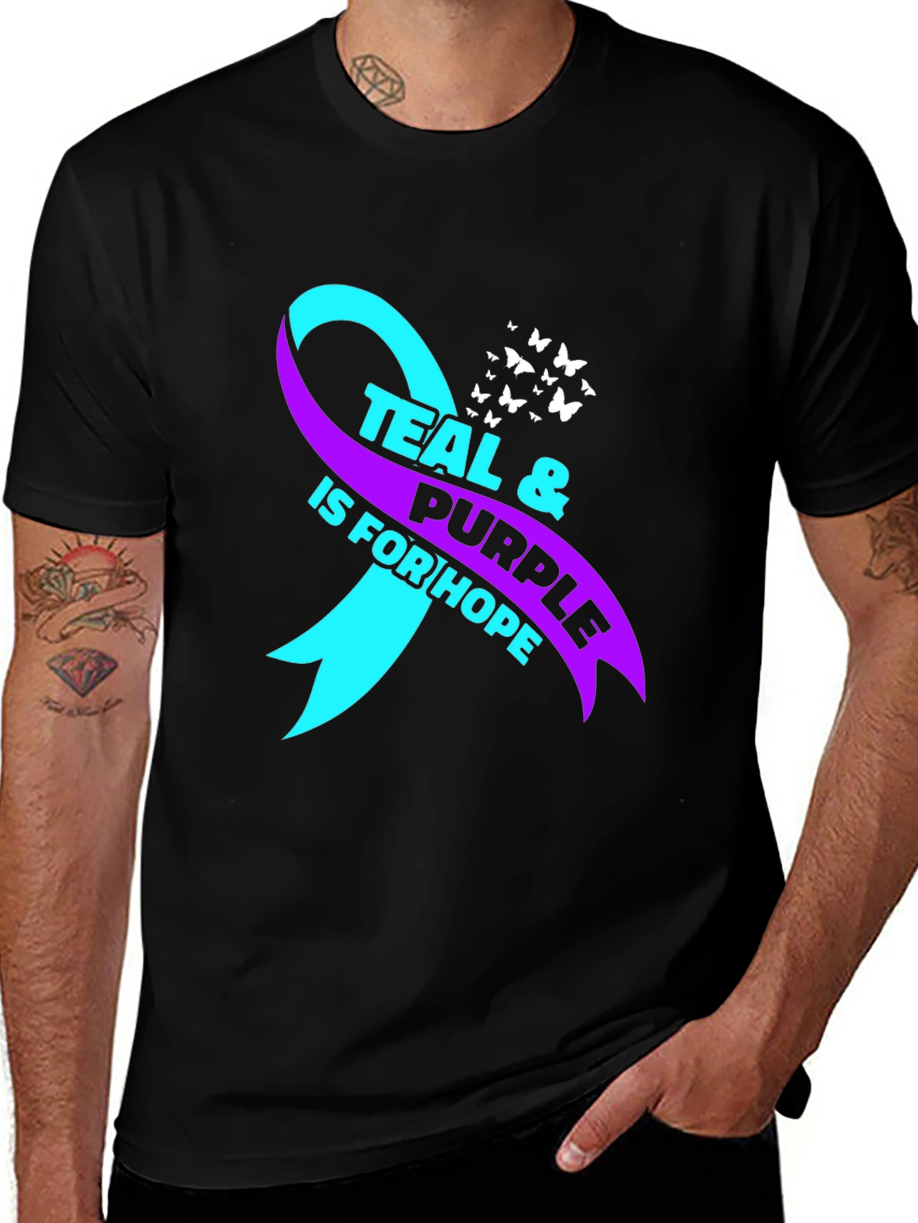 Teal & Purple Ribbon Hope Awareness T-Shirt