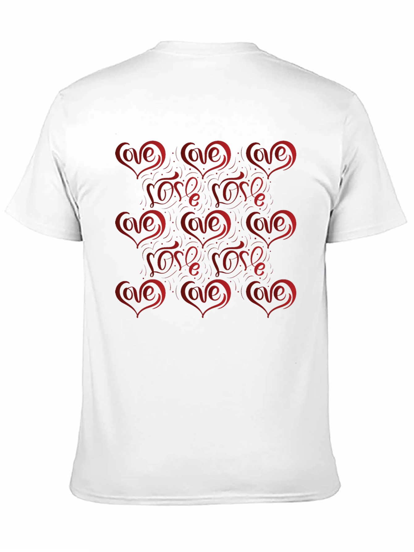 Love Heart Pattern Mens Black Tee