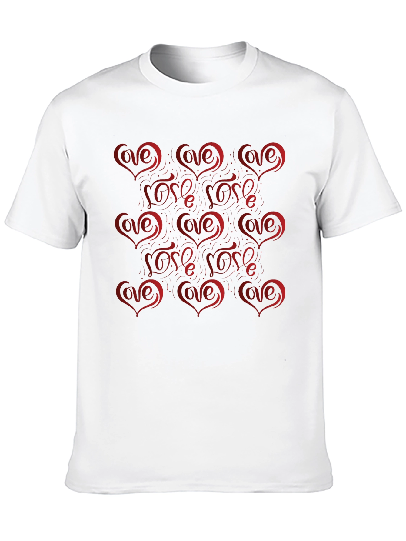 Love Heart Pattern Mens Black Tee
