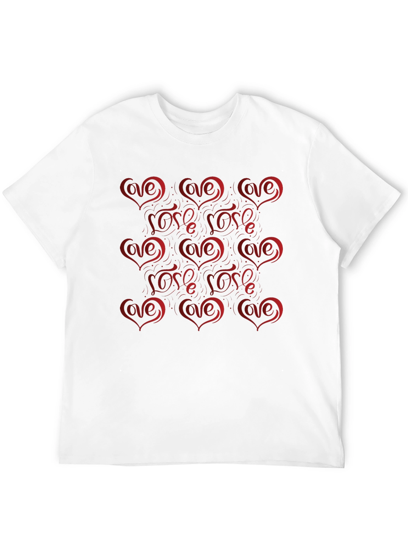 Love Heart Pattern Mens Black Tee