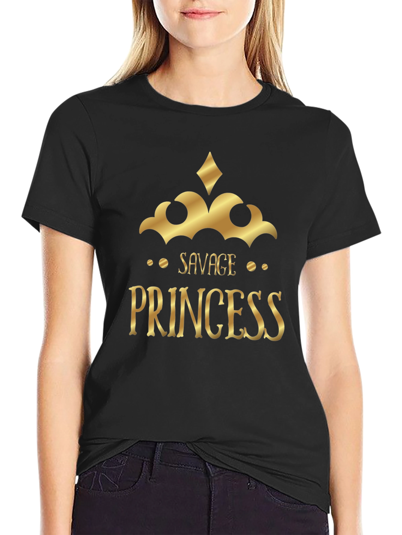 Savage Princess Graphic Tee - Black Cotton T-Shirt