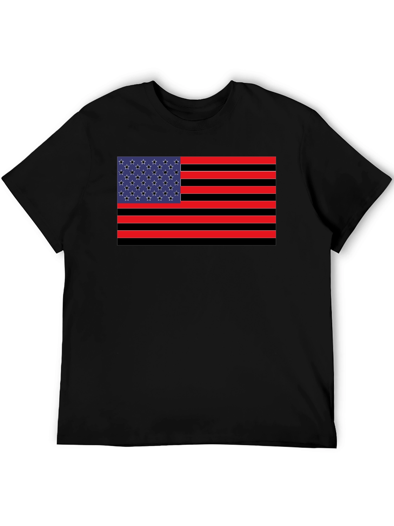 American Flag Graphic Tee - Black Cotton Blend Shirt