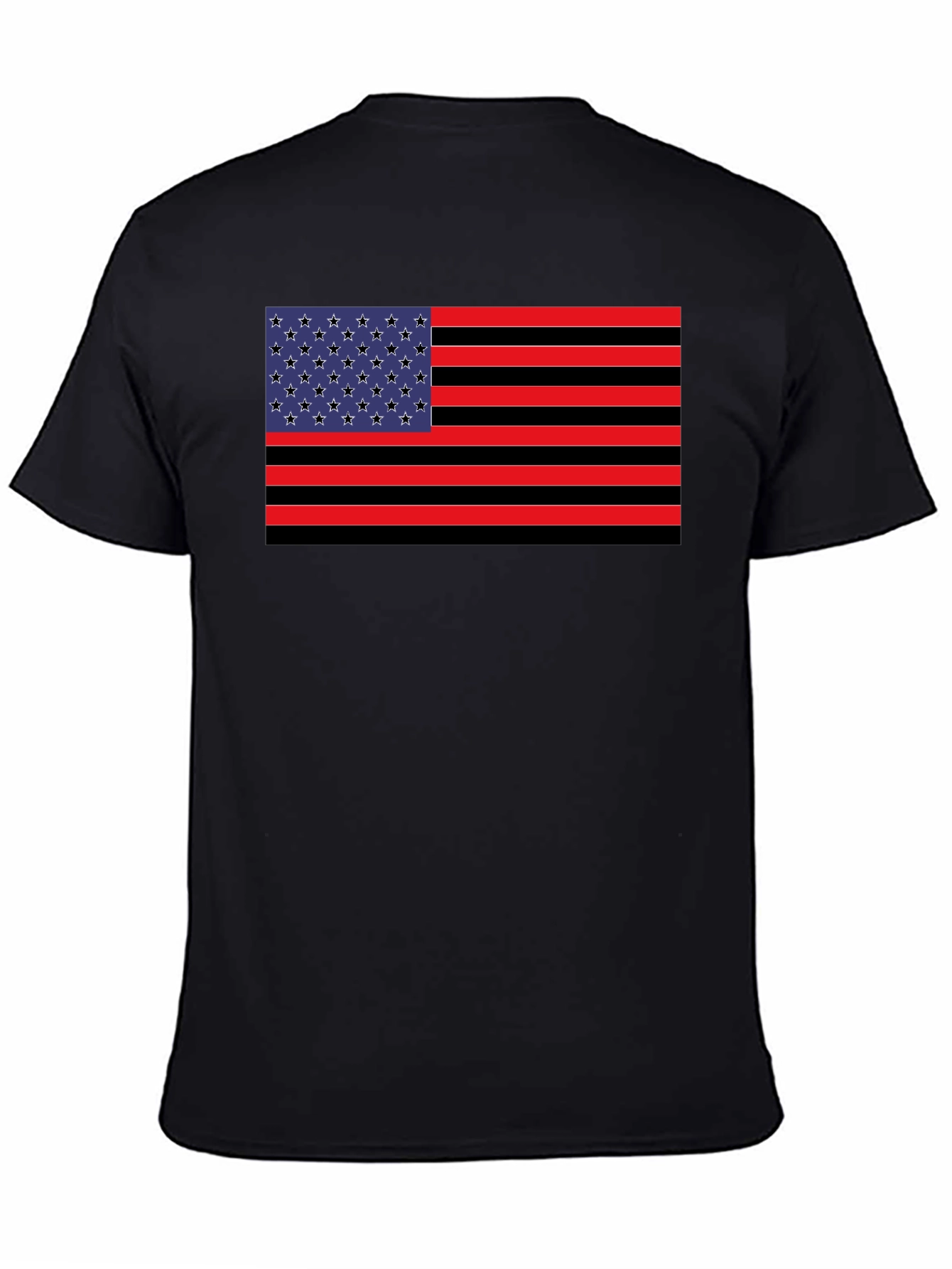 American Flag Graphic Tee - Black Cotton Blend Shirt