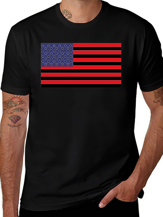 American Flag Graphic Tee - Black Cotton Blend Shirt