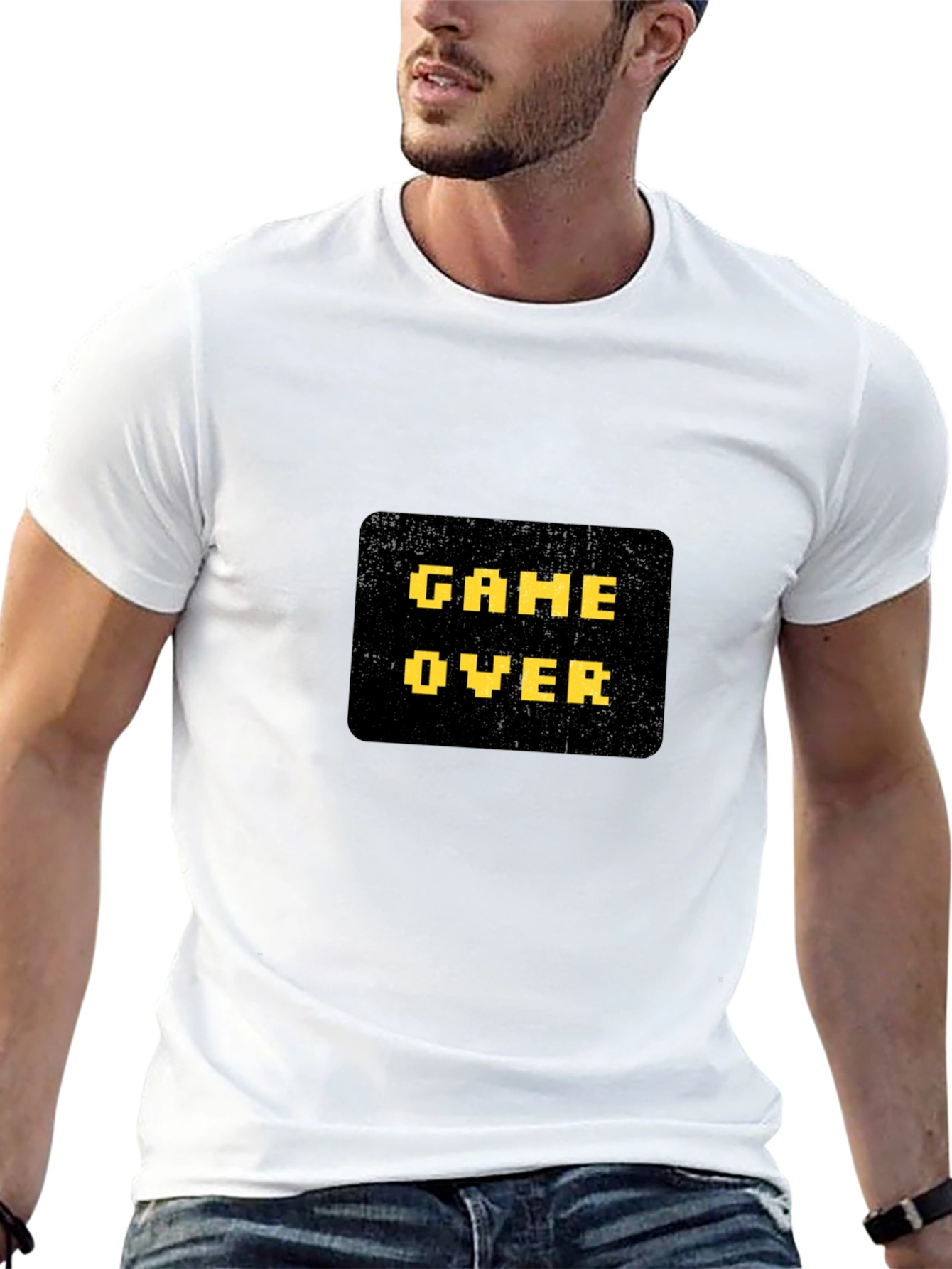Game Over Graphic Print Black T-Shirt