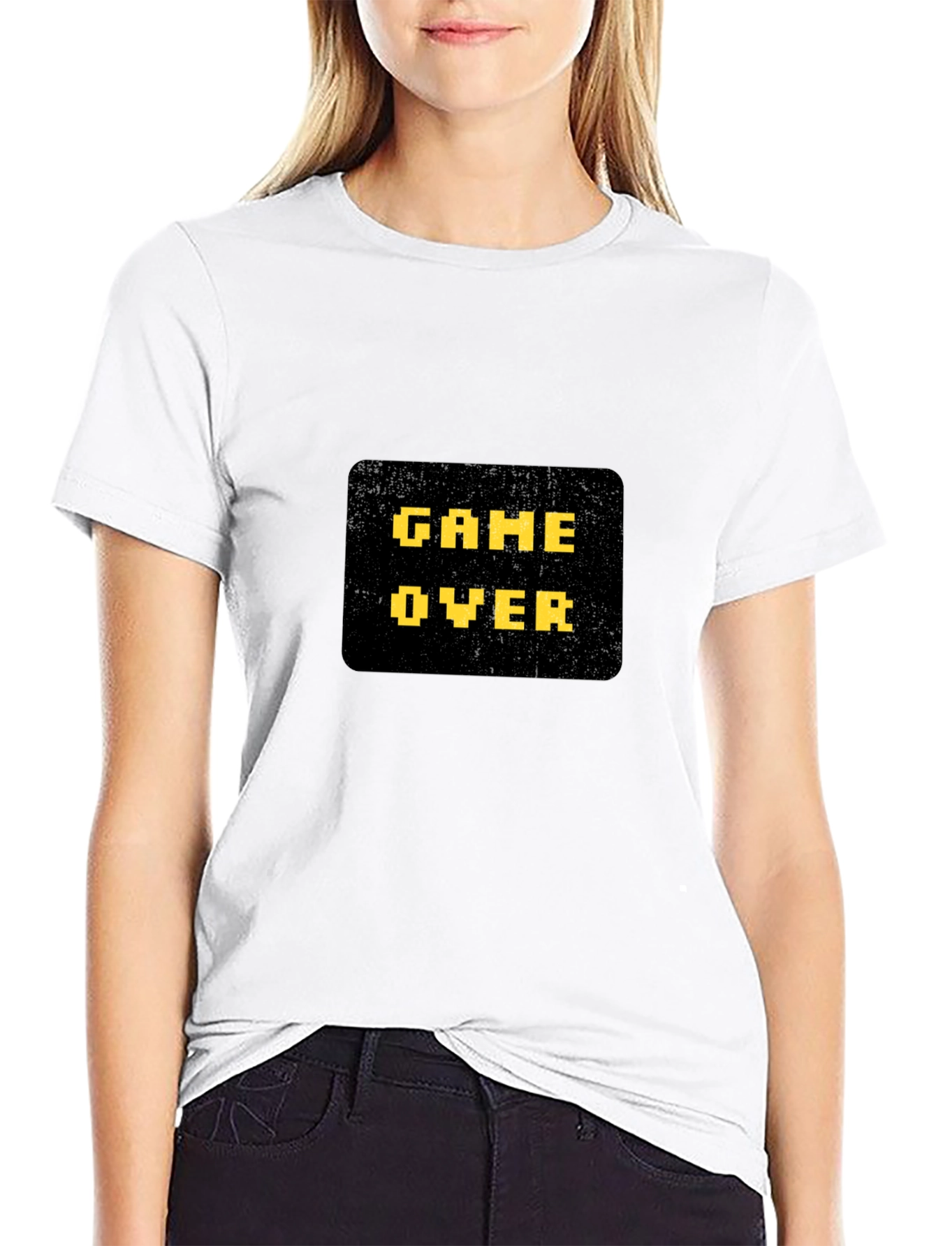 Game Over Graphic Print Black T-Shirt