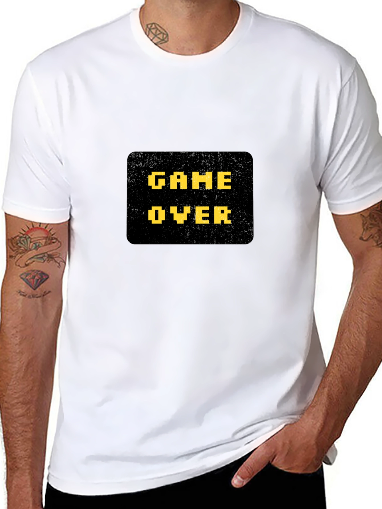 Game Over Graphic Print Black T-Shirt