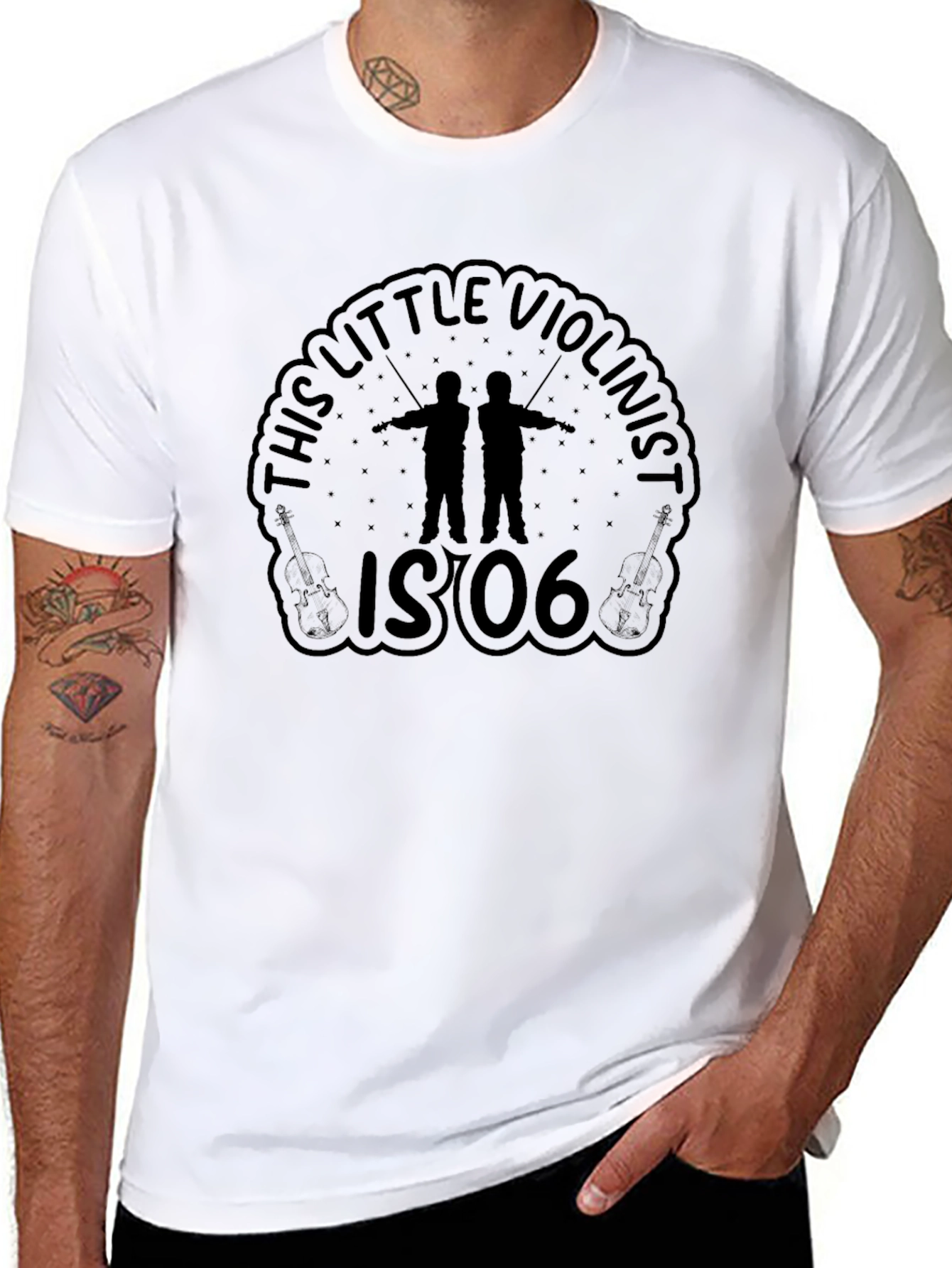 Little Violinist Black Graphic Tee