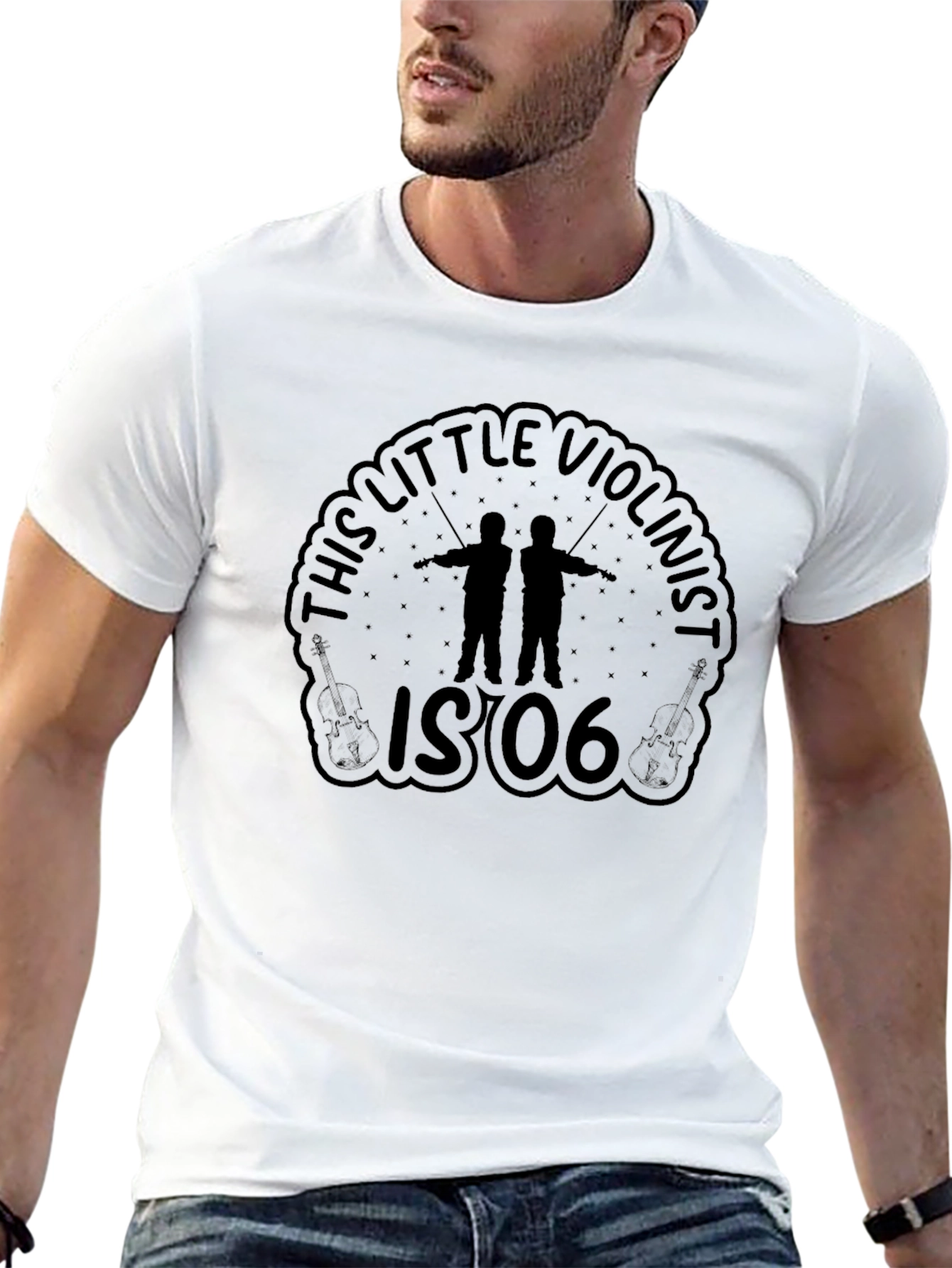 Little Violinist Black Graphic Tee