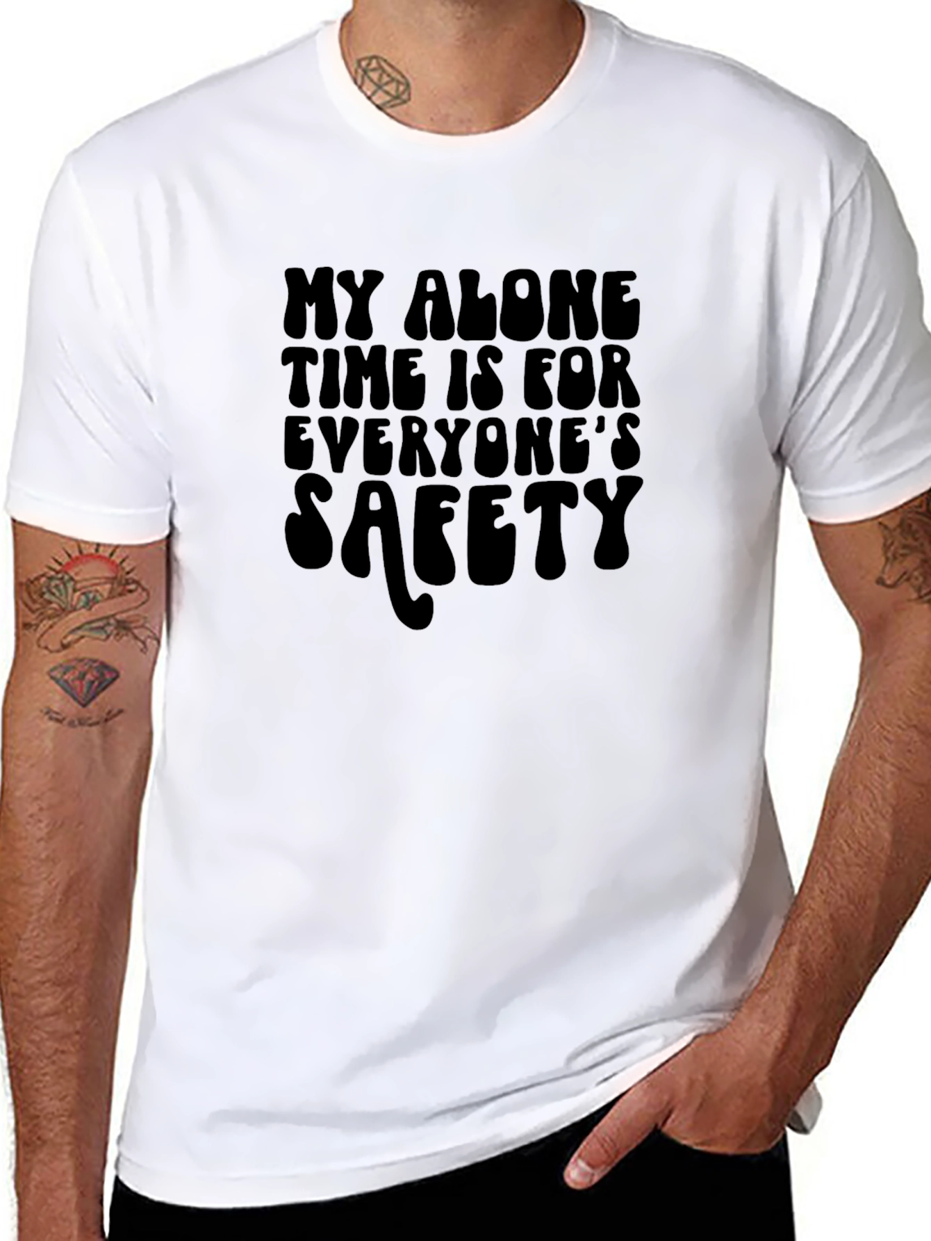 Alone Time Safety Graphic Tee - Black