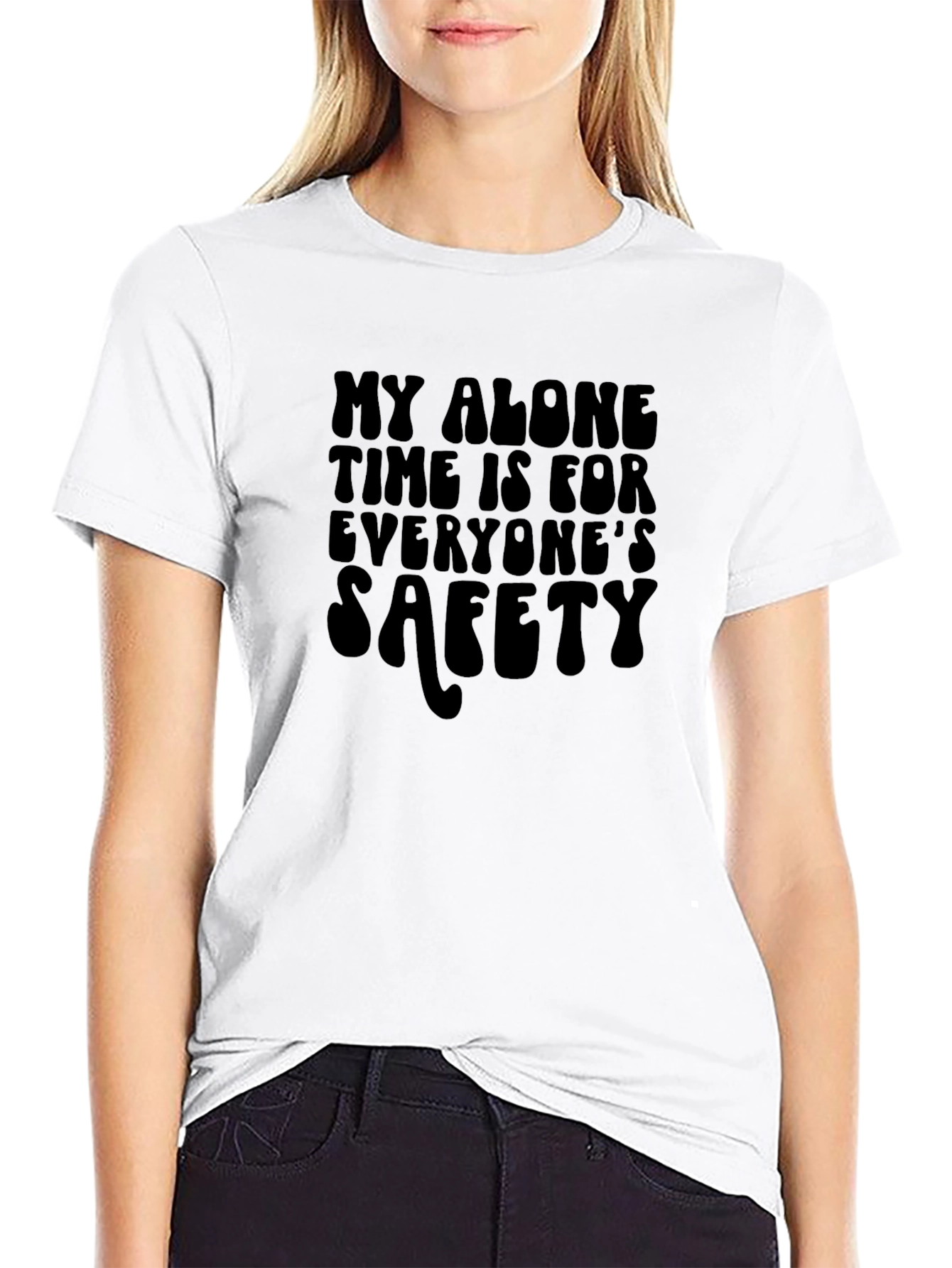 Alone Time Safety Graphic Tee - Black