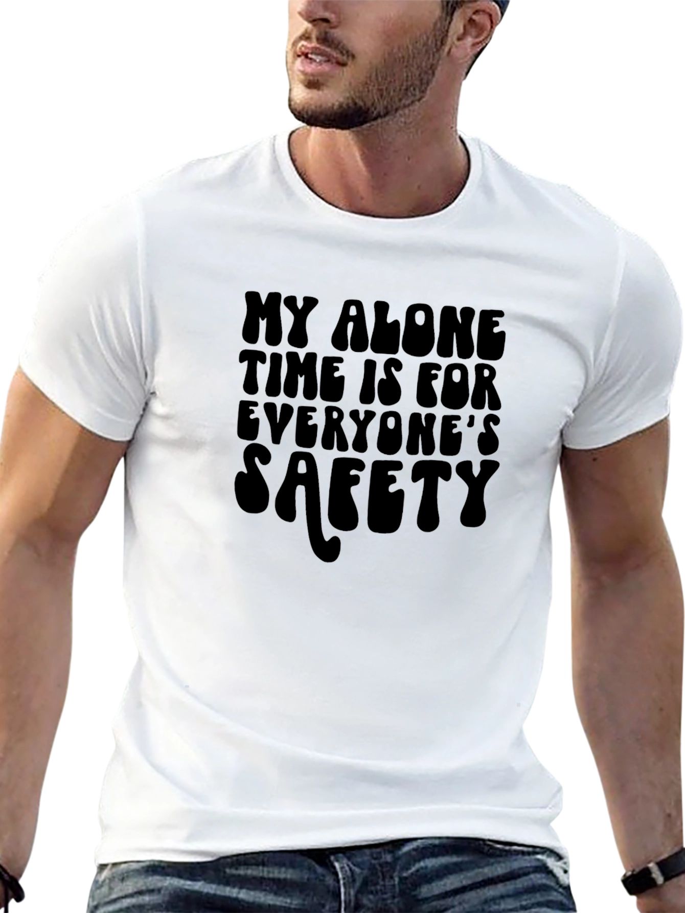 Alone Time Safety Graphic Tee - Black
