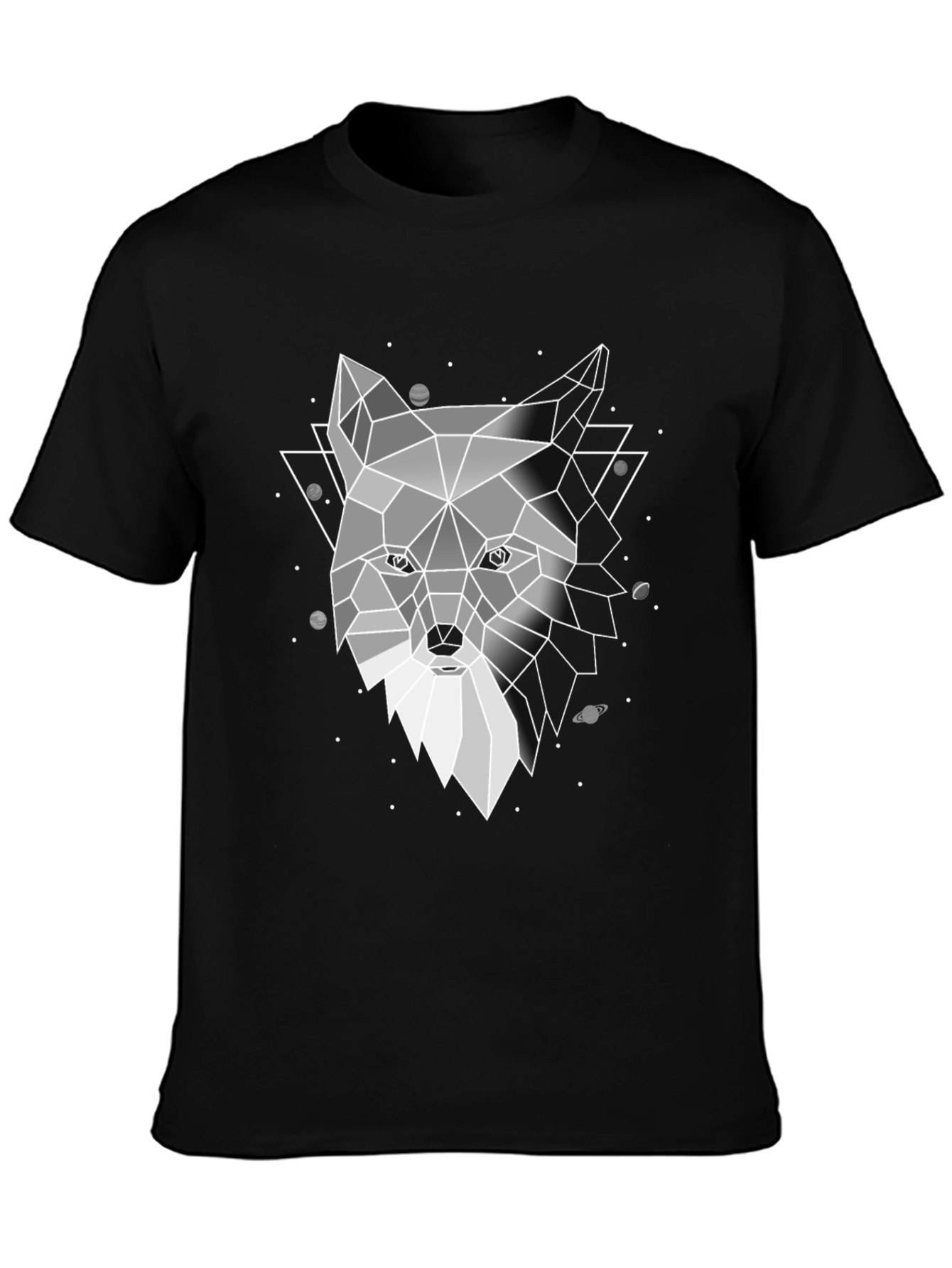 Geometric Fox Graphic Black T-Shirt