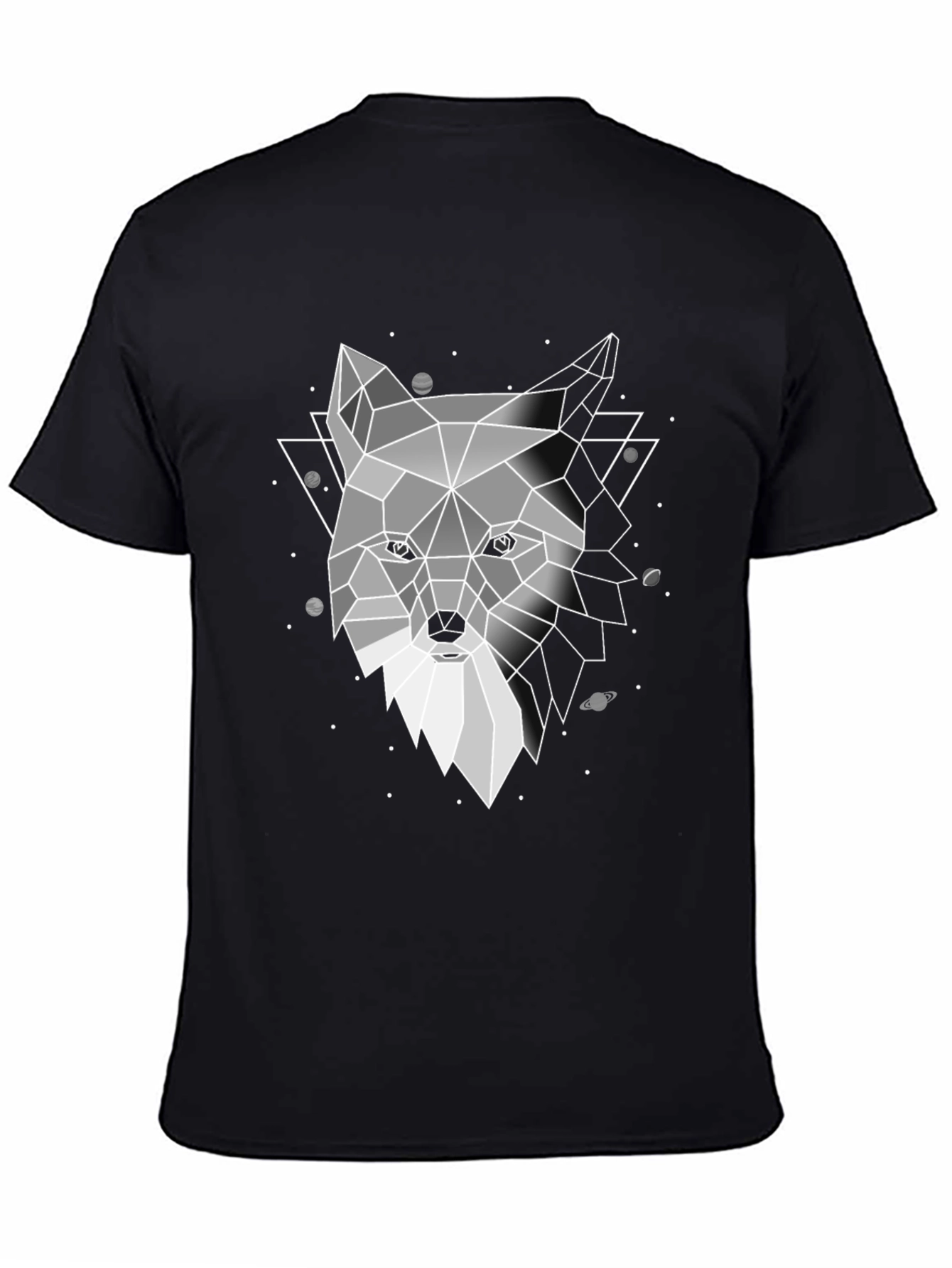 Geometric Fox Graphic Black T-Shirt