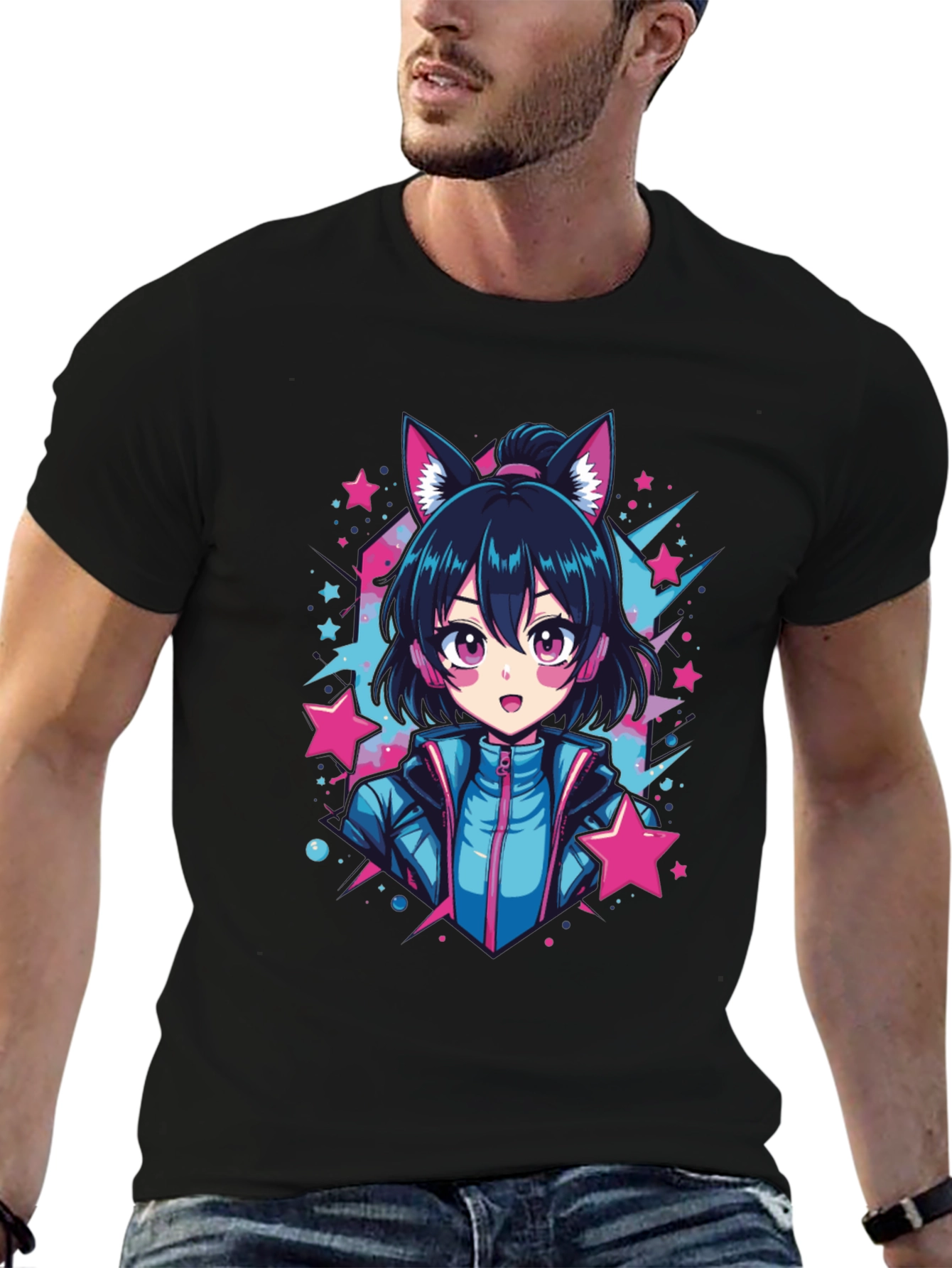 Anime Neko Girl Graphic T-Shirt